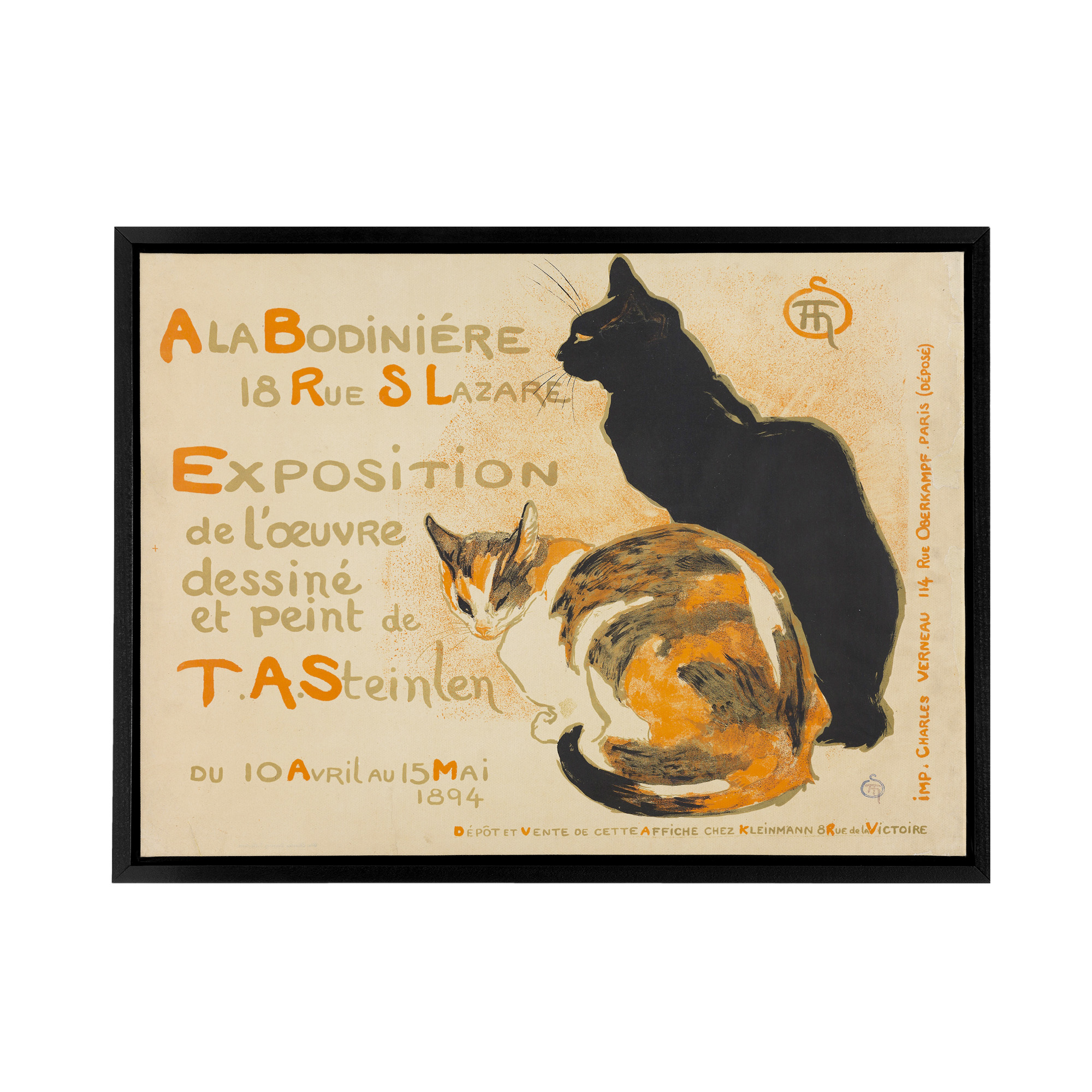 Steinlen Exhibition Advert With Cats Framed Canvas Wall Art Print