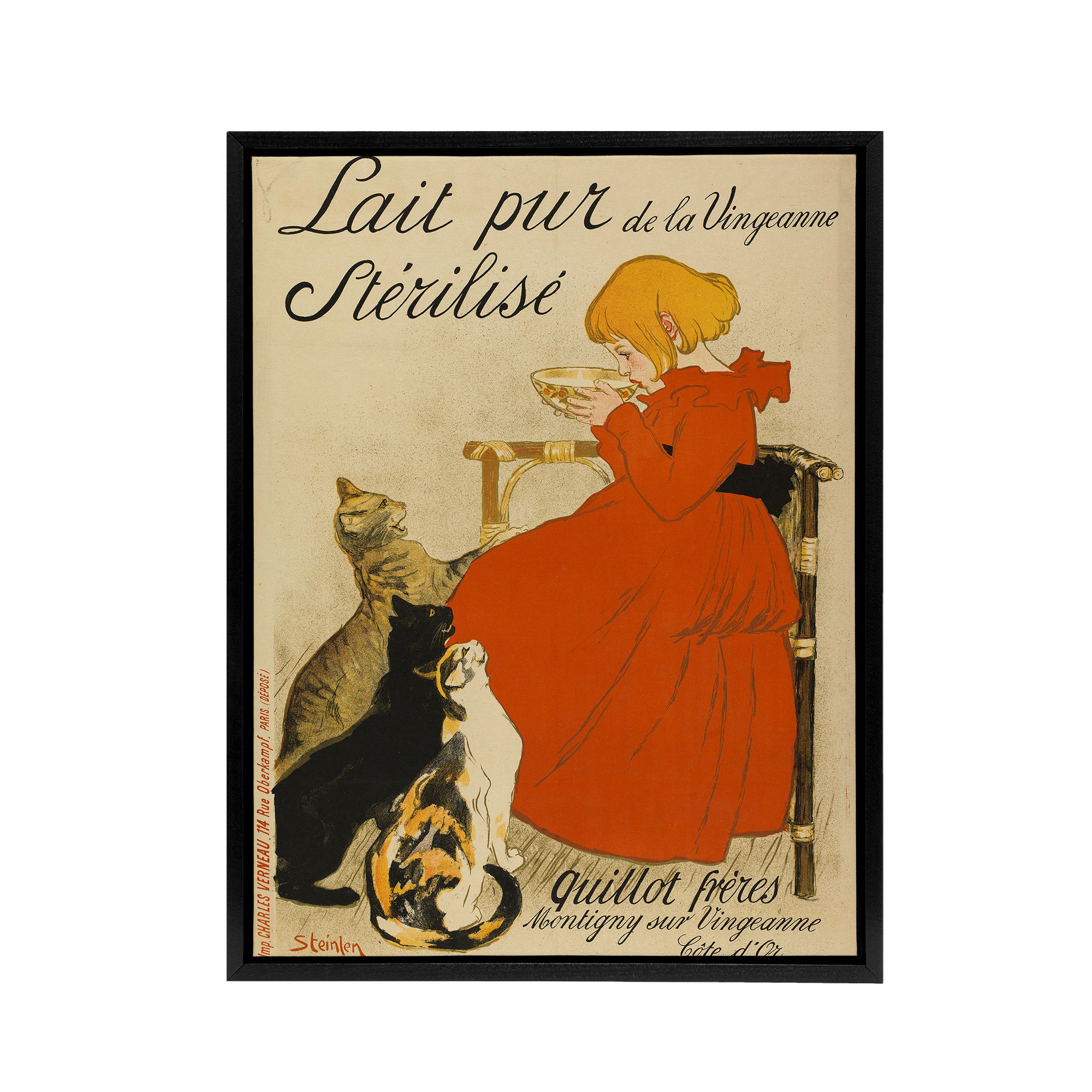 Steinlen Quillot Brothers French Milk Advert Framed Canvas Wall Art Print