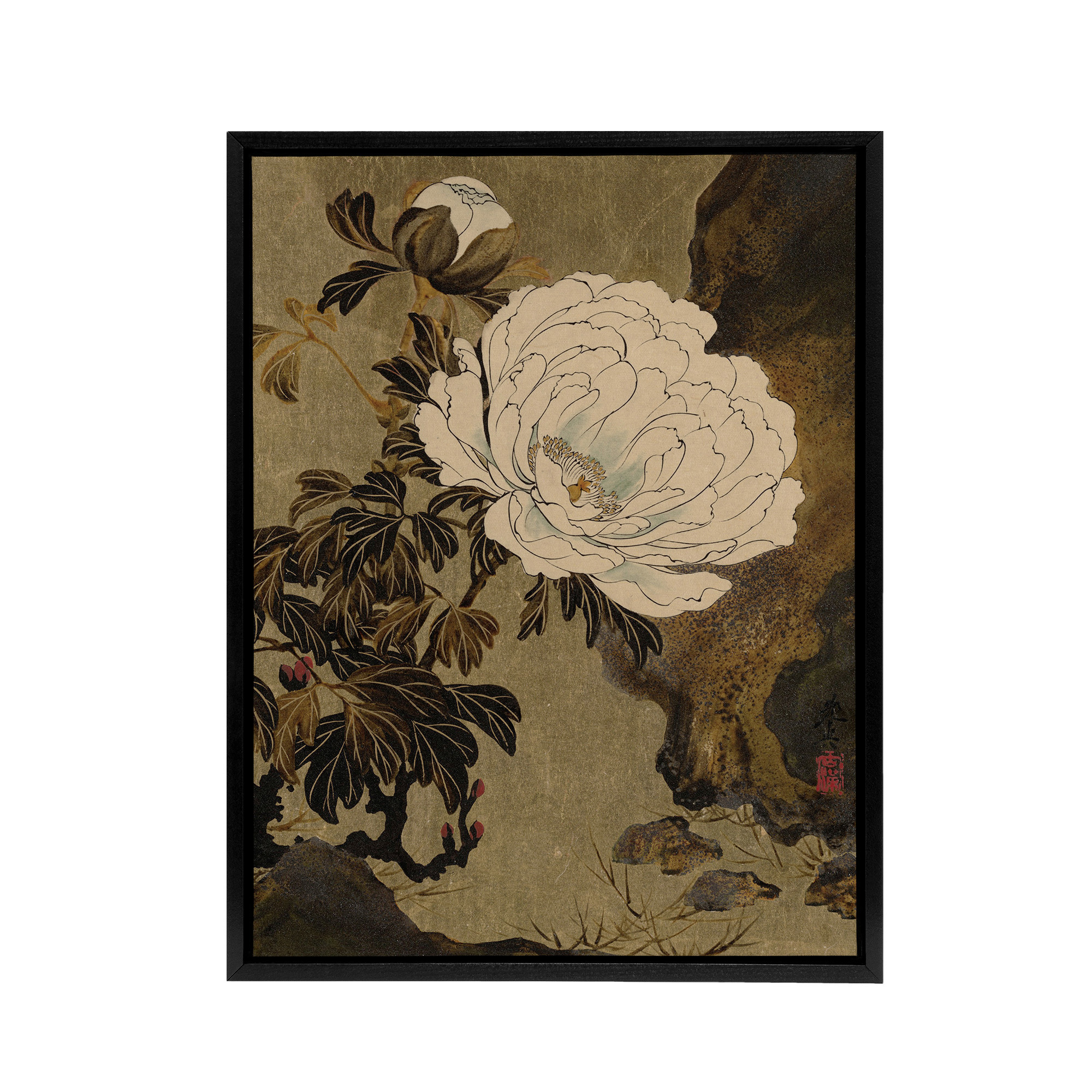 Shibata Zeshin Peonies Framed Canvas Floral Japanese Wall Art Print