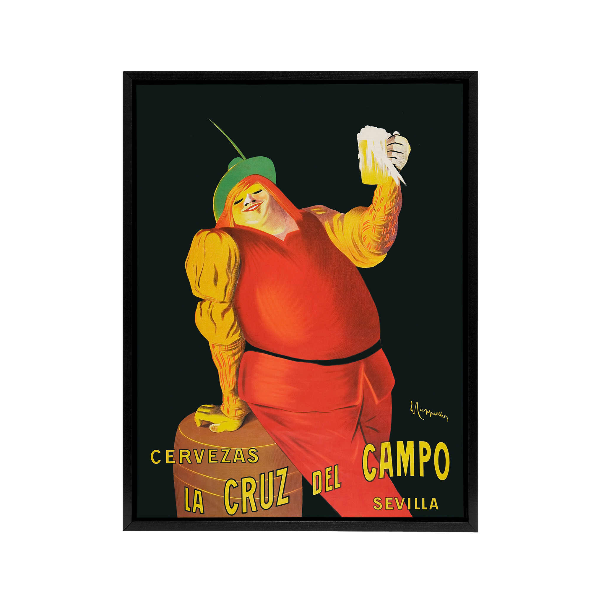 Cappiello Cervezas Cruz Campo Beer Advert Framed Canvas Wall Art Print