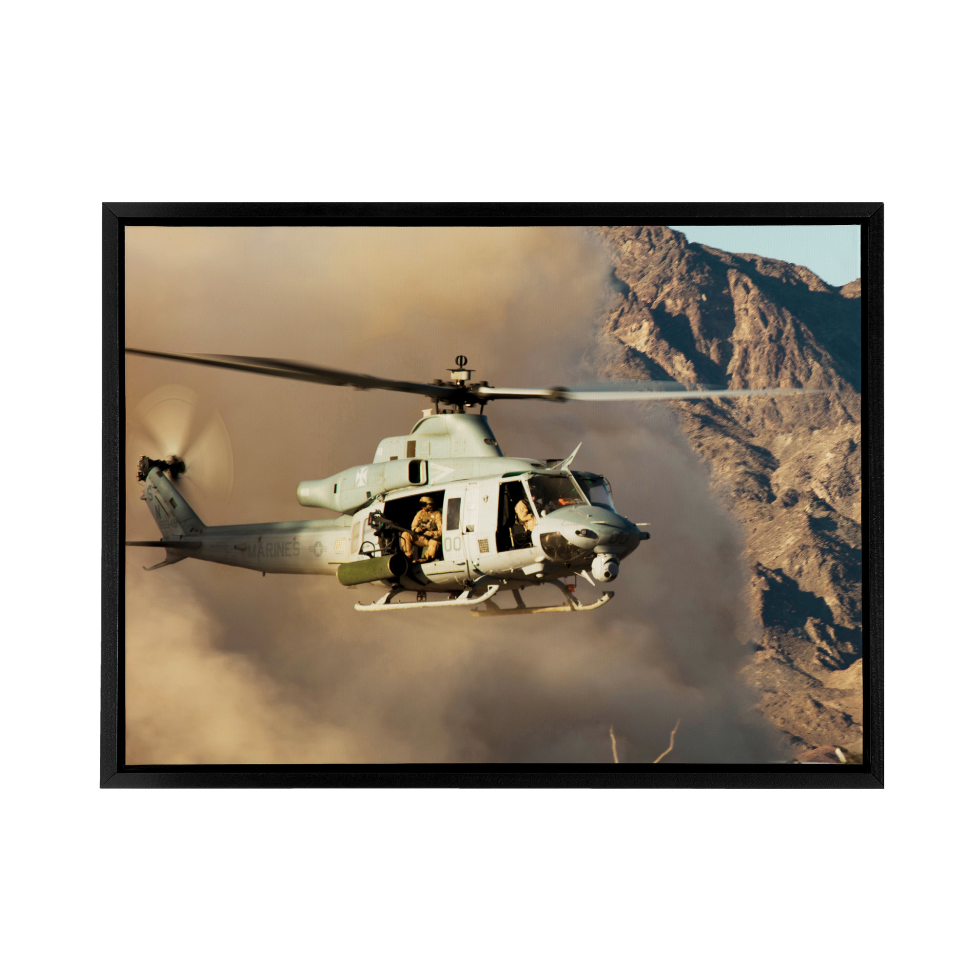 Military USA Marines Helicopter UH 1Y Venom Framed Canvas Wall Art Print