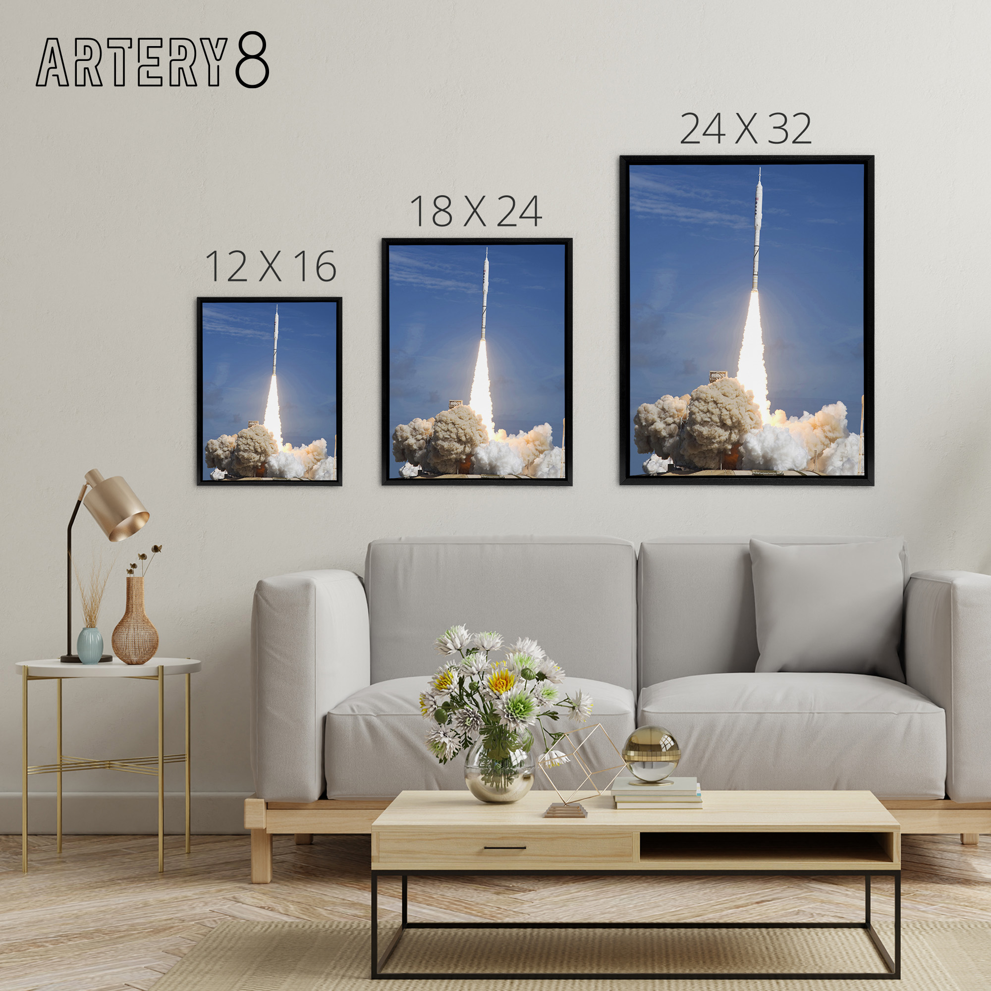 Space NASA Ares I X Rocket Launch Framed Canvas Wall Art Print