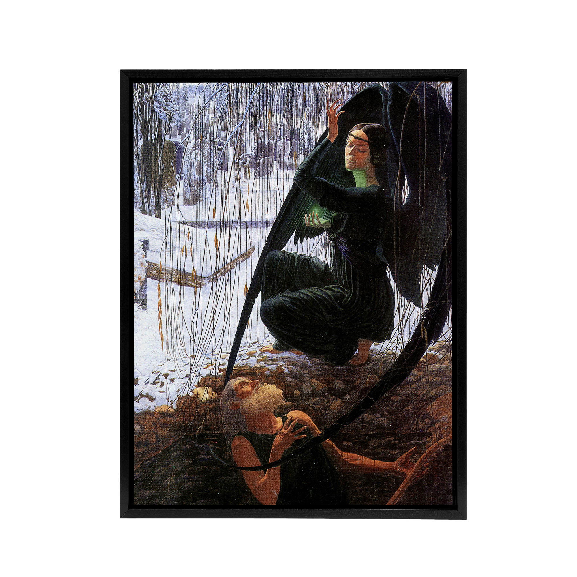 Schwabe Death And Grave Digger Framed Canvas Wall Art Print