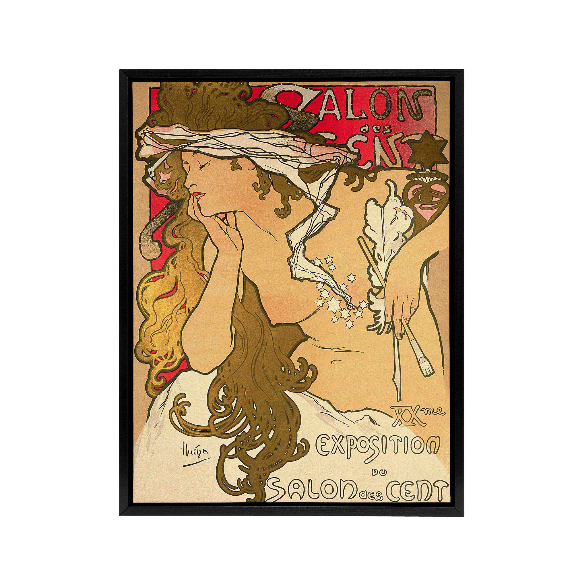 Mucha Salon Des Cent Art Nouveau Framed Canvas Wall Art Print
