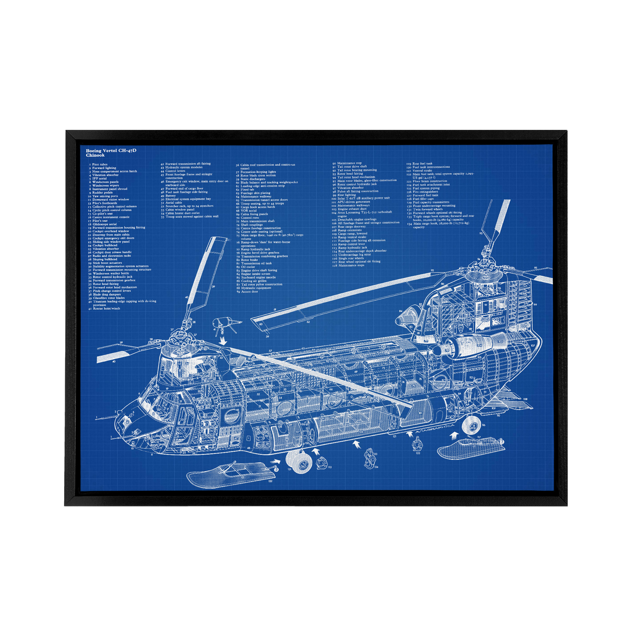 Chinook Helicopter CH 47d Military Framed Canvas Wall Art Print