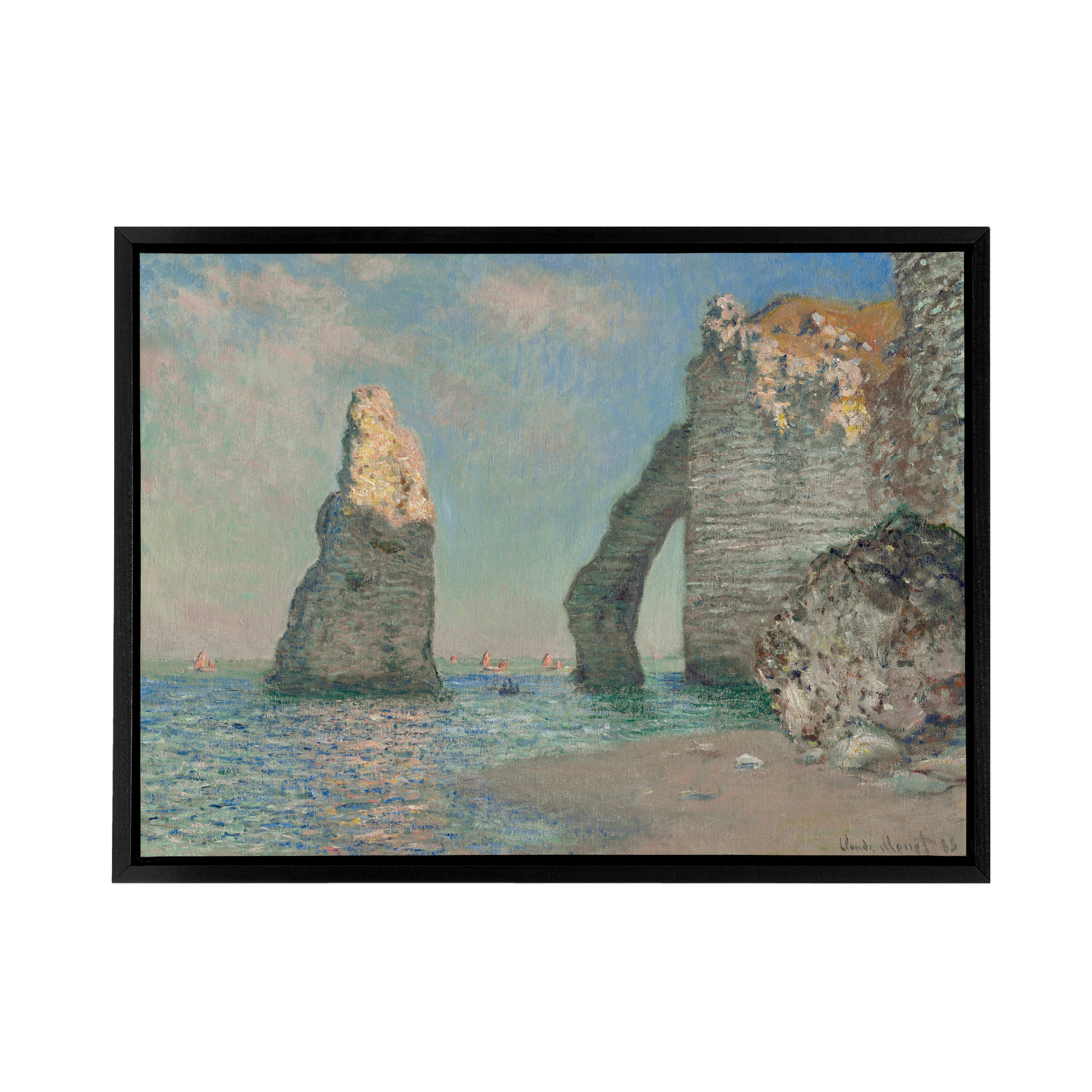 Claude Monet The Cliffs At Etretat Framed Canvas Wall Art Print