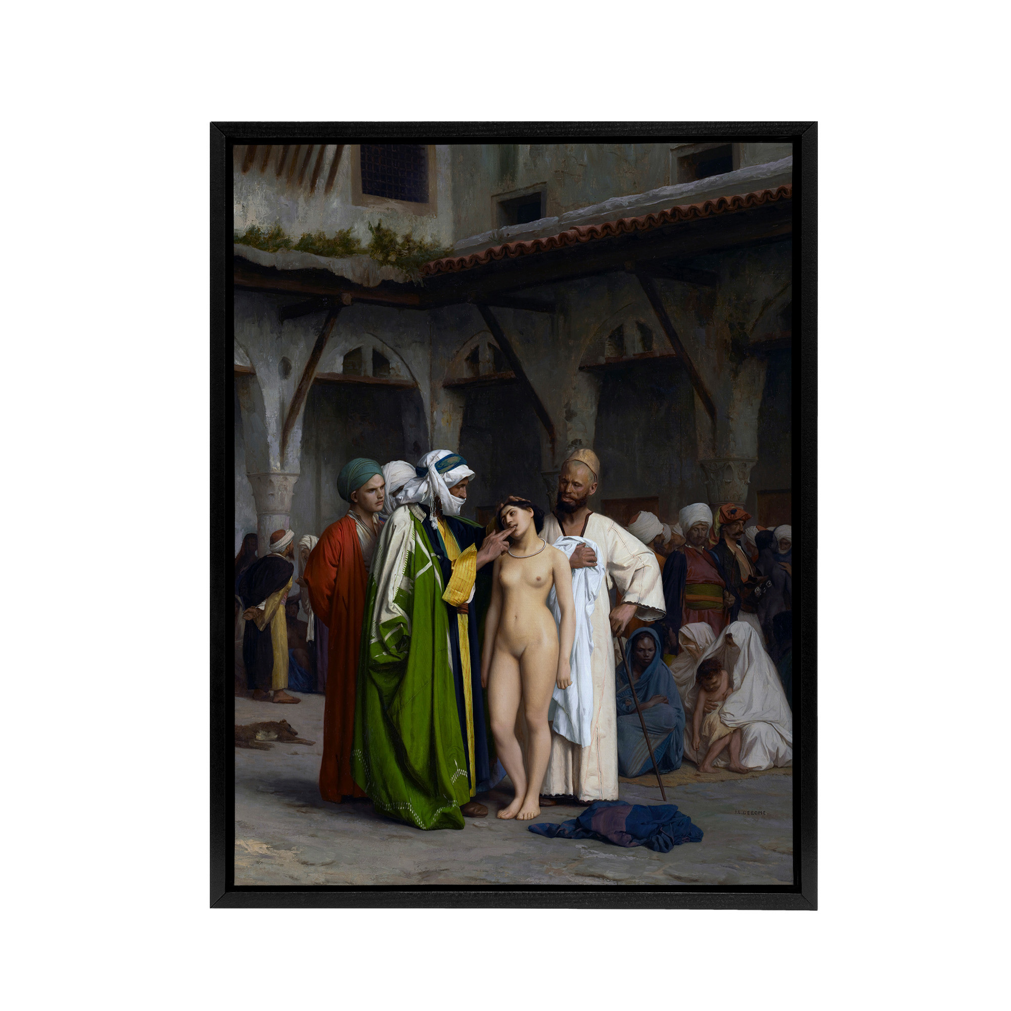 Jean Leon Gerome Slave Market Framed Canvas Wall Art Print