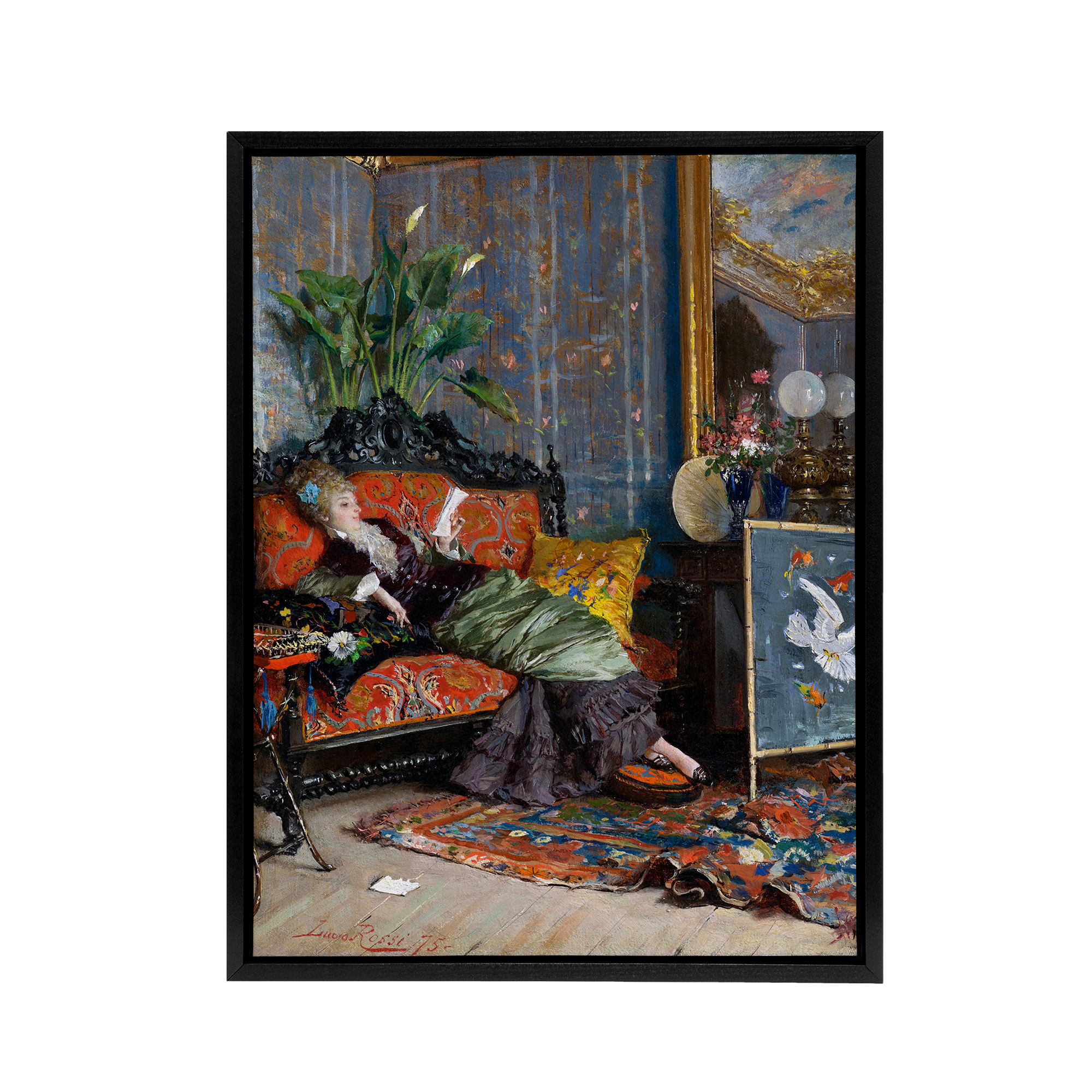 Lucius Rossi Young Woman Reading Framed Canvas Wall Art Print
