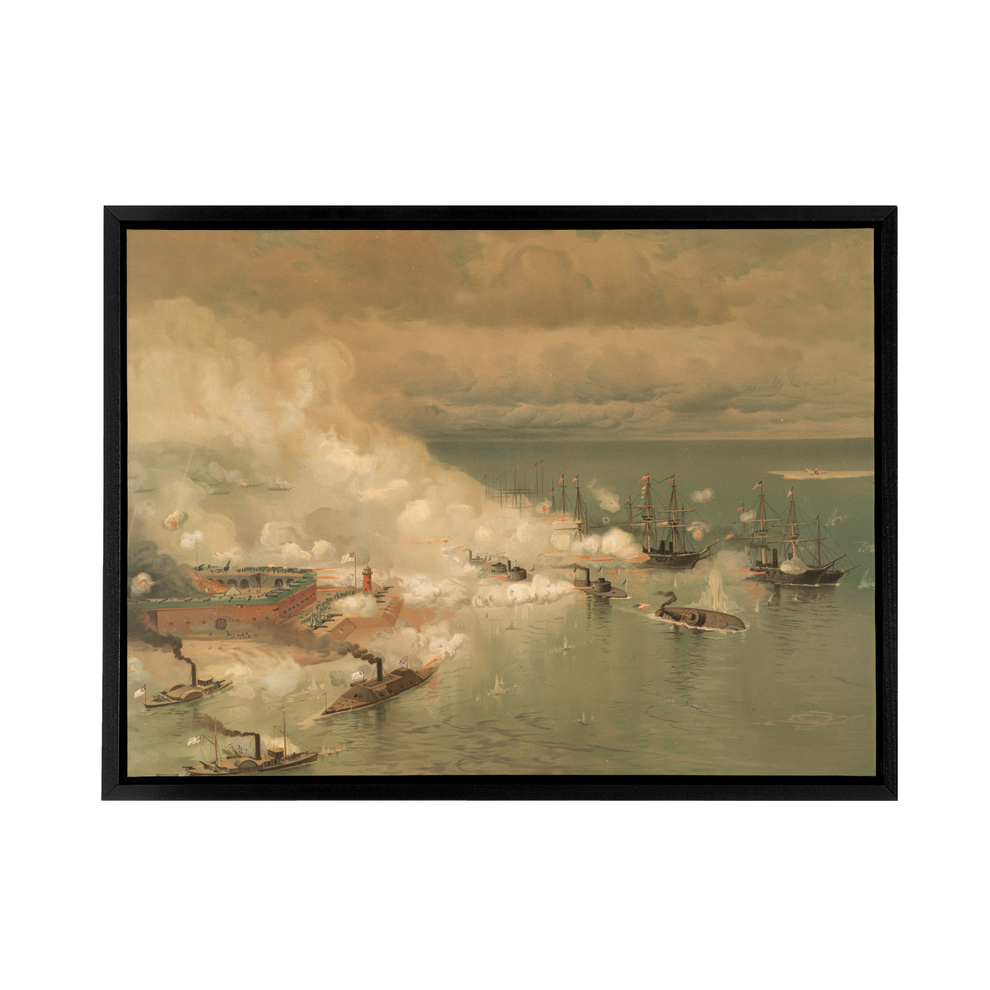 Battle Mobile Bay USA Civil War Framed Canvas Wall Art Print