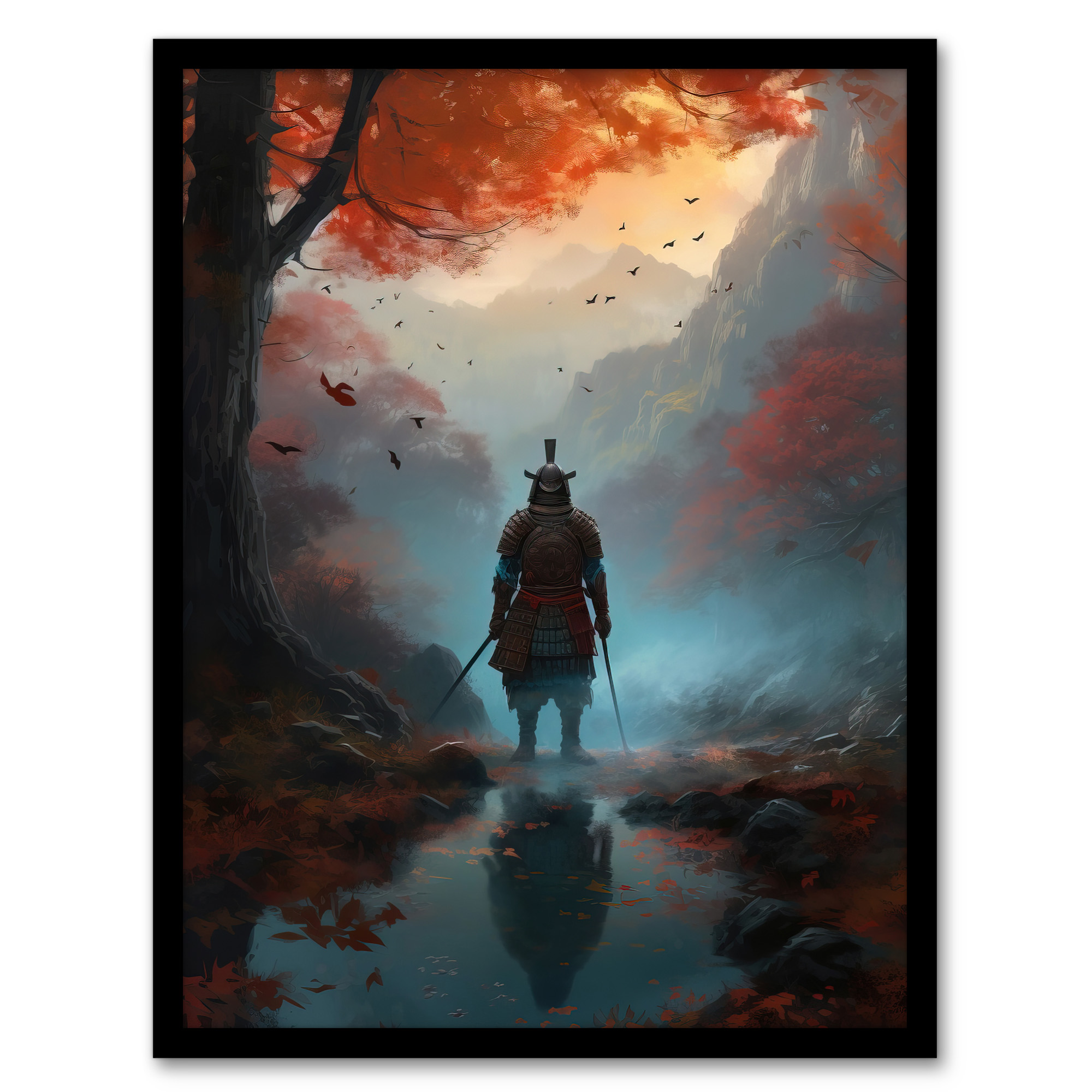 Samurai Guardian Concept Painting Mythical Kingdom Warrior Wall Art Poster Print