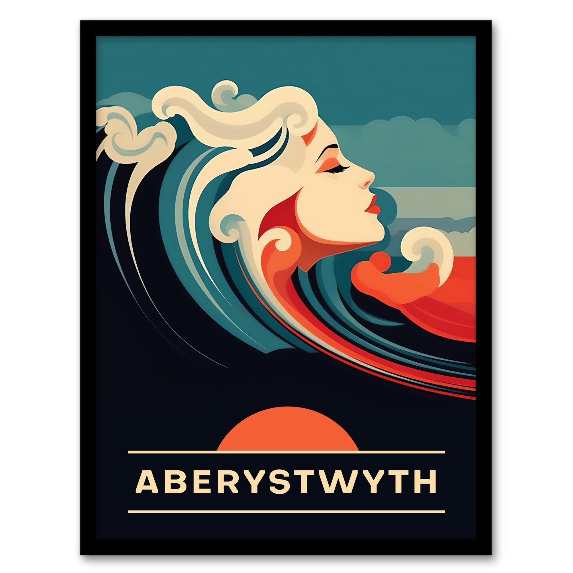 Seaside Calls Aberystwyth Beach Wales UK Siren Waves Wall Art Poster Print