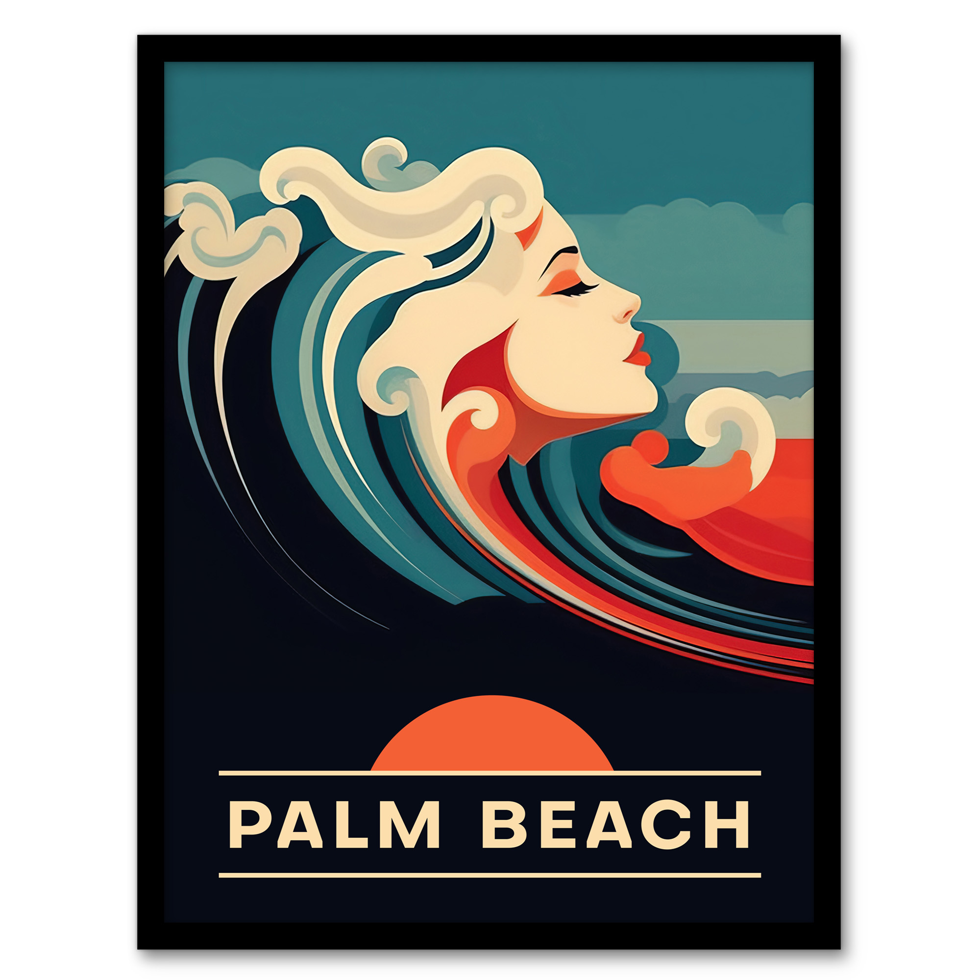 Seaside Calls Palm Beach Florida USA Waves Woman Wall Art Poster Print Picture - Picture 12 of 26
