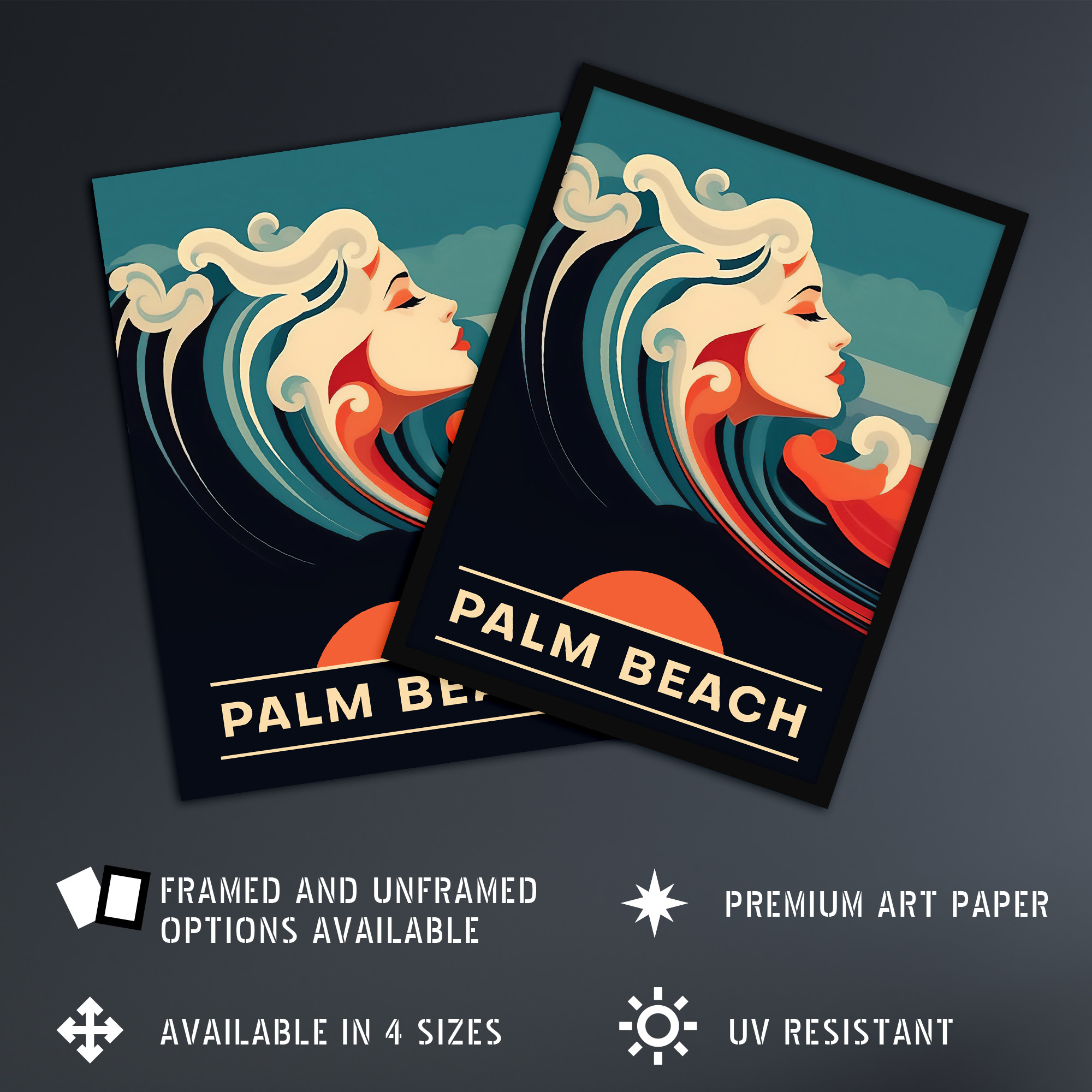 Seaside Calls Palm Beach Florida USA Waves Woman Wall Art Poster Print Picture - Picture 3 of 26