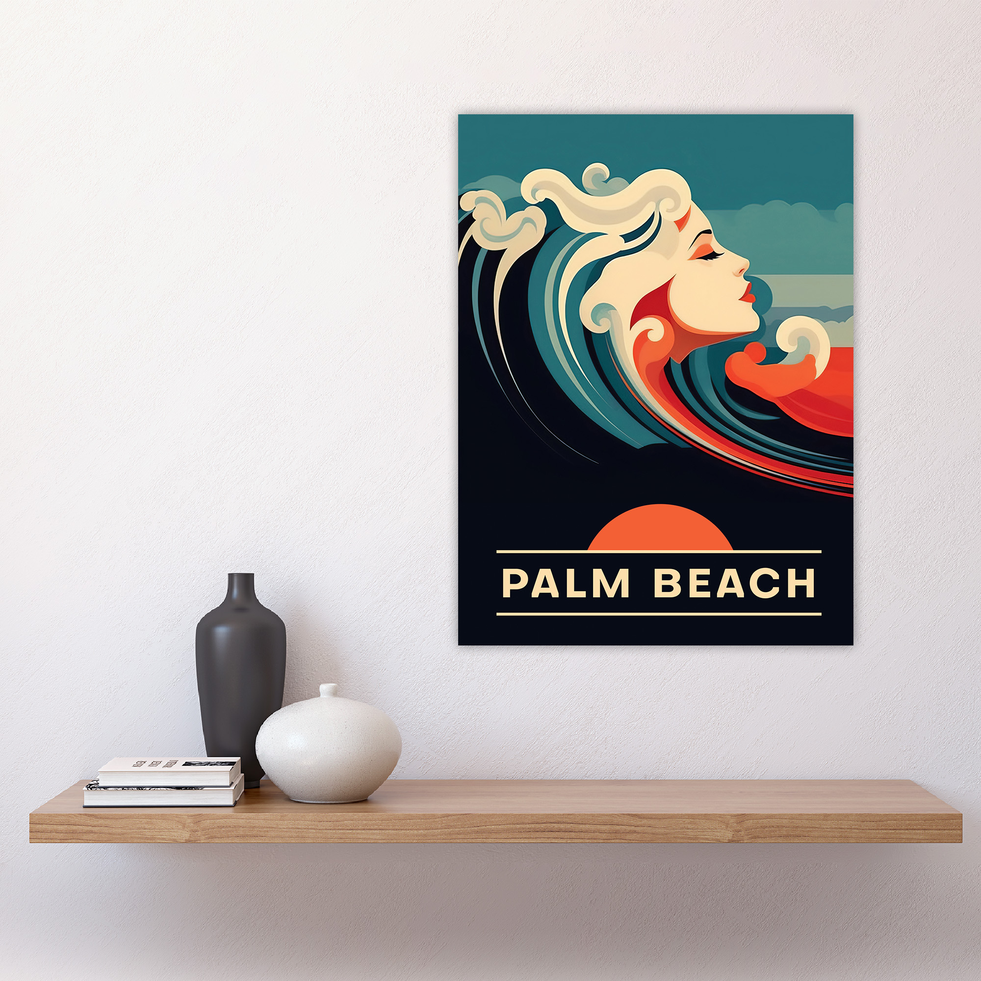 Seaside Calls Palm Beach Florida USA Waves Woman Wall Art Poster Print Picture - Picture 5 of 26