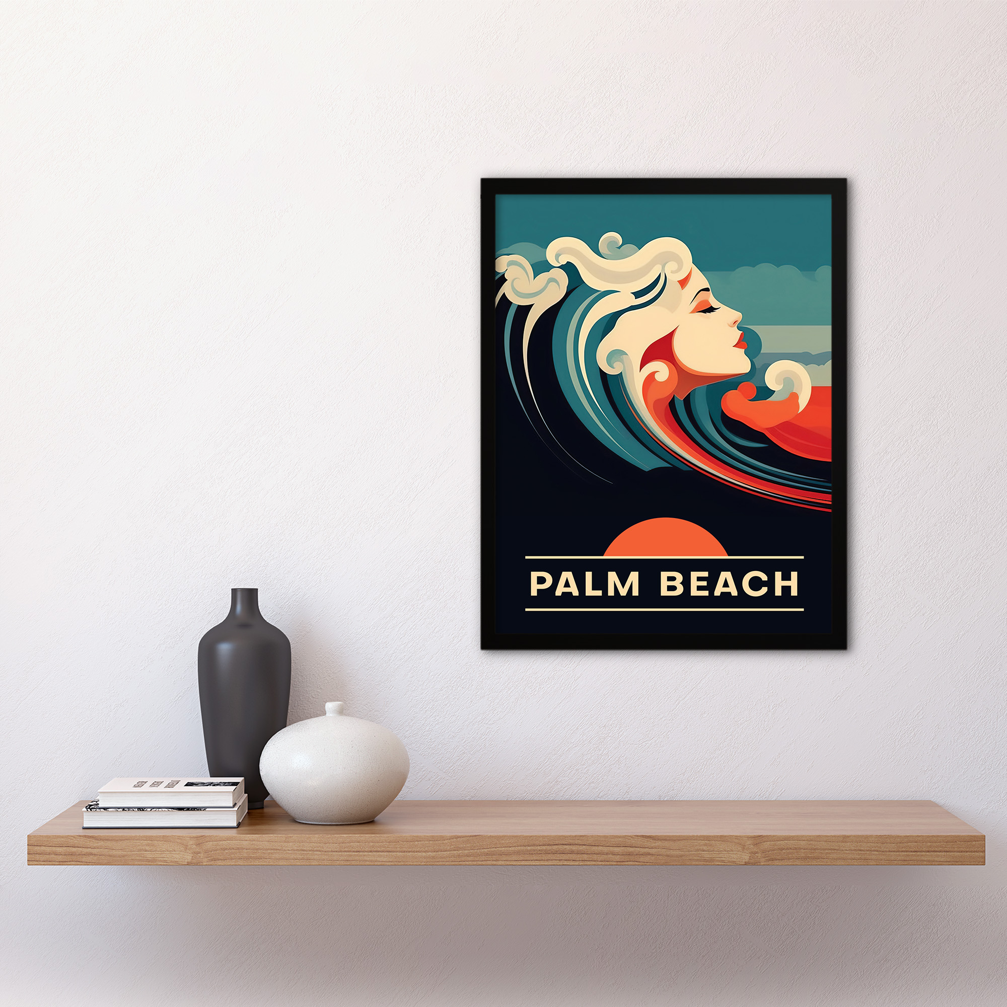 Seaside Calls Palm Beach Florida USA Waves Woman Wall Art Poster Print Picture - Picture 20 of 26