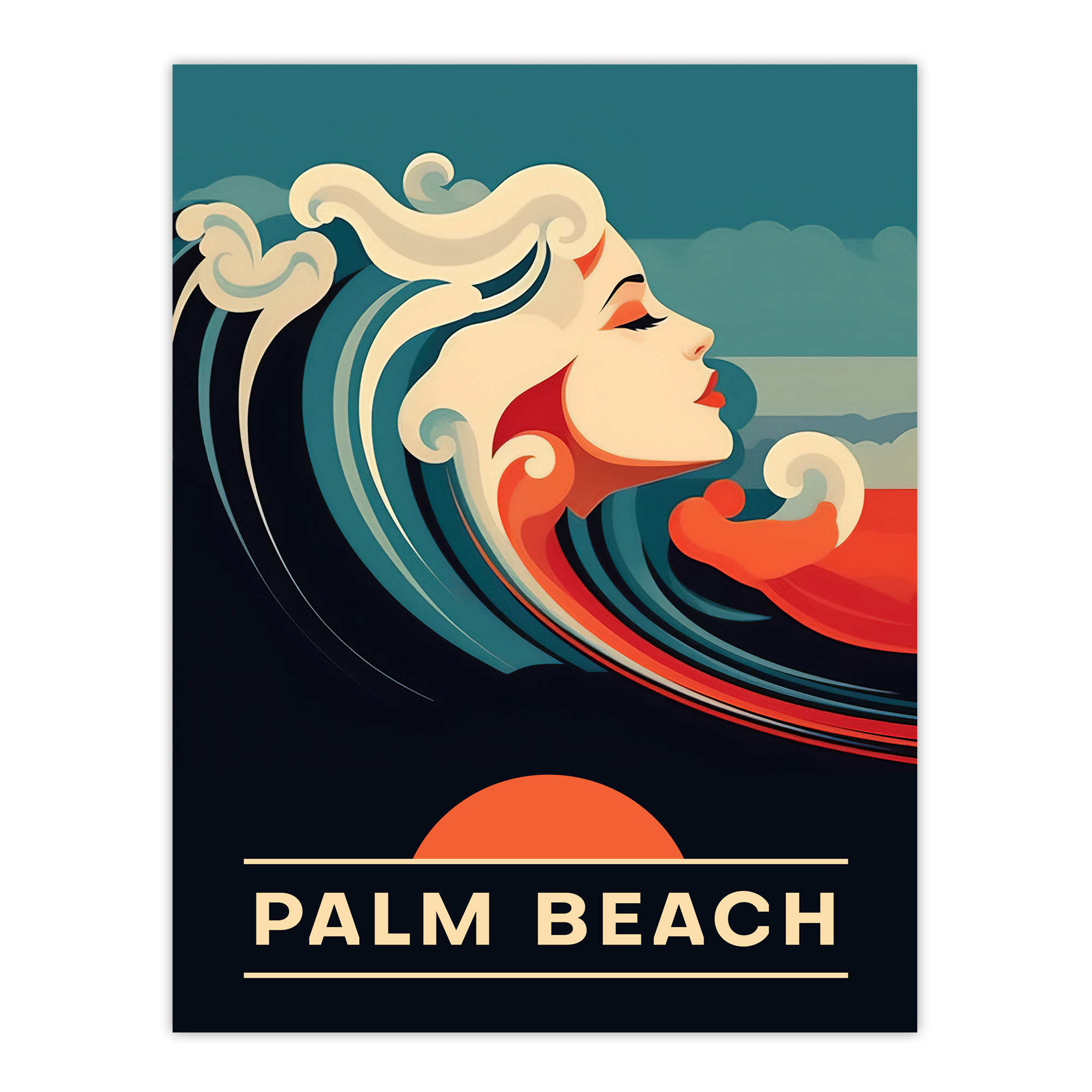 Seaside Calls Palm Beach Florida USA Waves Woman Wall Art Poster Print Picture - Picture 2 of 26