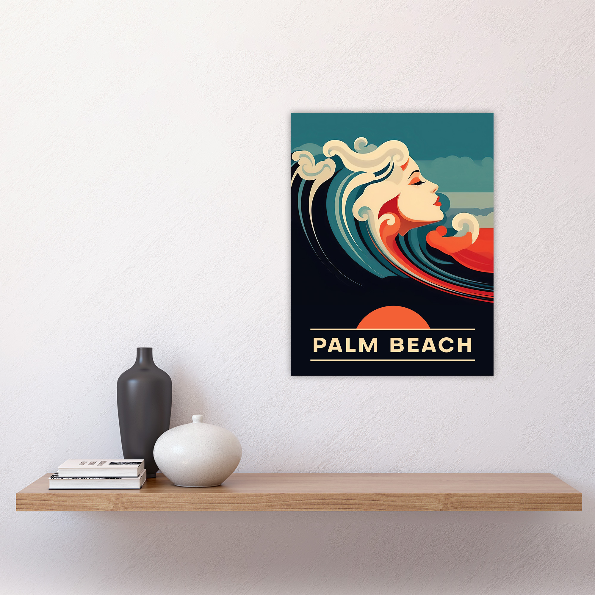 Seaside Calls Palm Beach Florida USA Waves Woman Wall Art Poster Print Picture - Picture 25 of 26