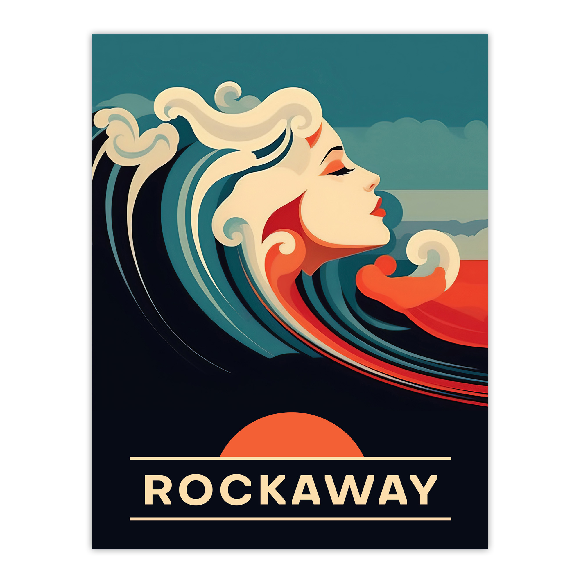 Seaside Calls Rockaway Beach New York USA Siren Waves Wall Art Poster Print
