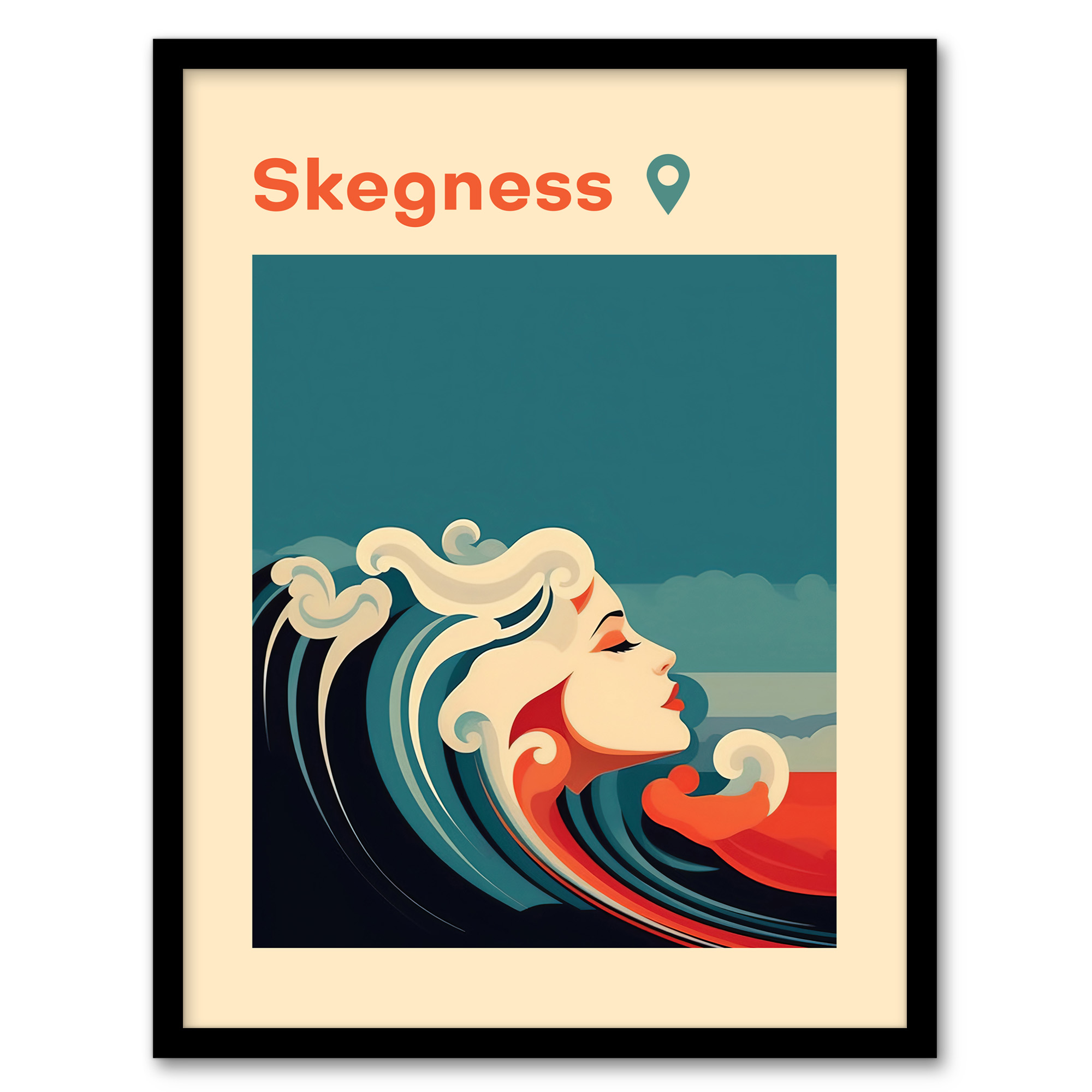 Seaside Calls Skegness Beach England UK Waves Siren Wall Art Poster Print