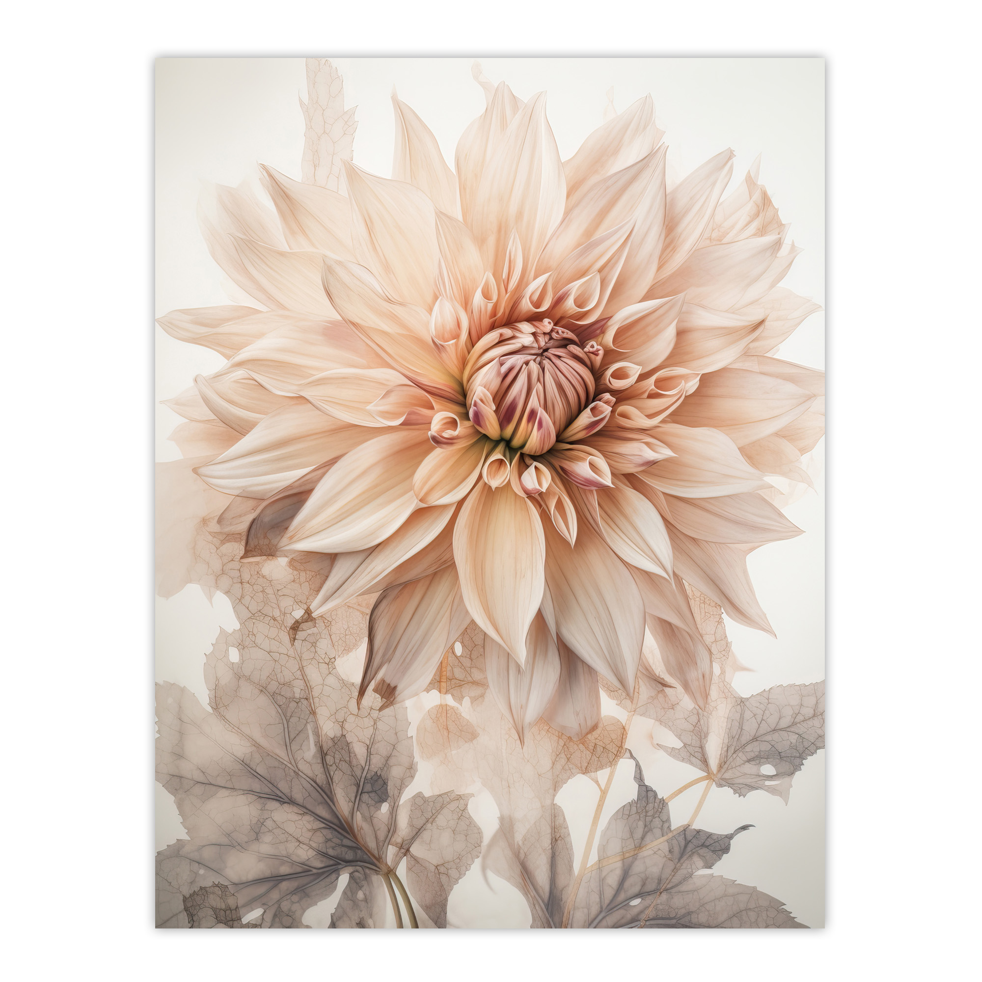 Elegant Dahlia Soft Pastel Flower Aesthetic Calm Pastel Art Poster