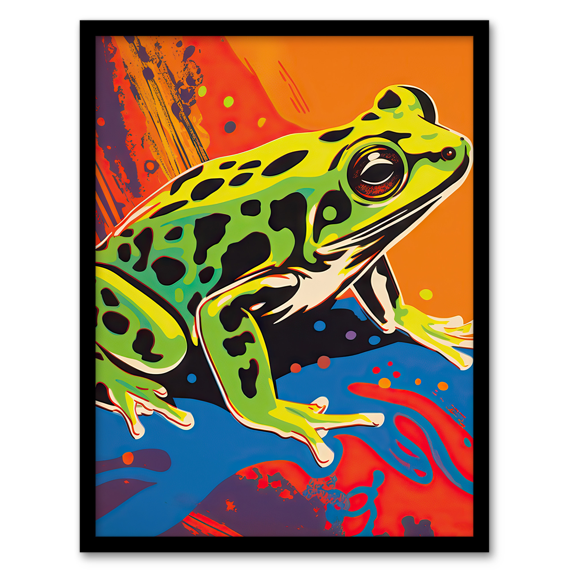 Frog Vibrant Bathroom Painting Animal Portrait Bold Wall Art Poster Print - Picture 12 of 26