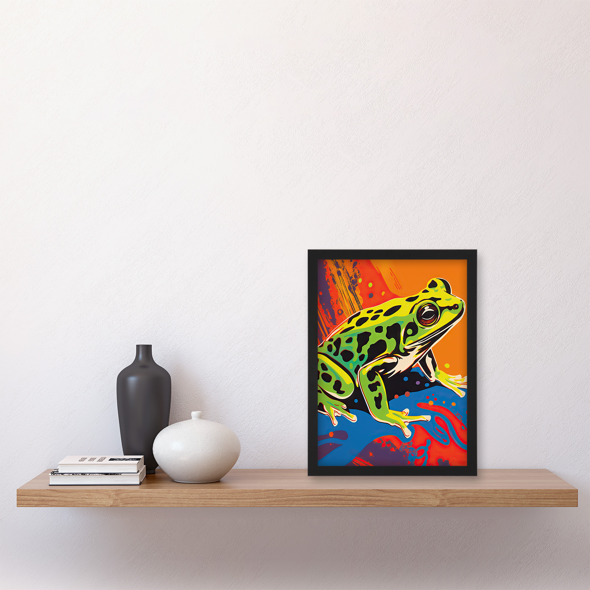 Frog Vibrant Bathroom Painting Animal Portrait Bold Wall Art Poster Print - Picture 15 of 26