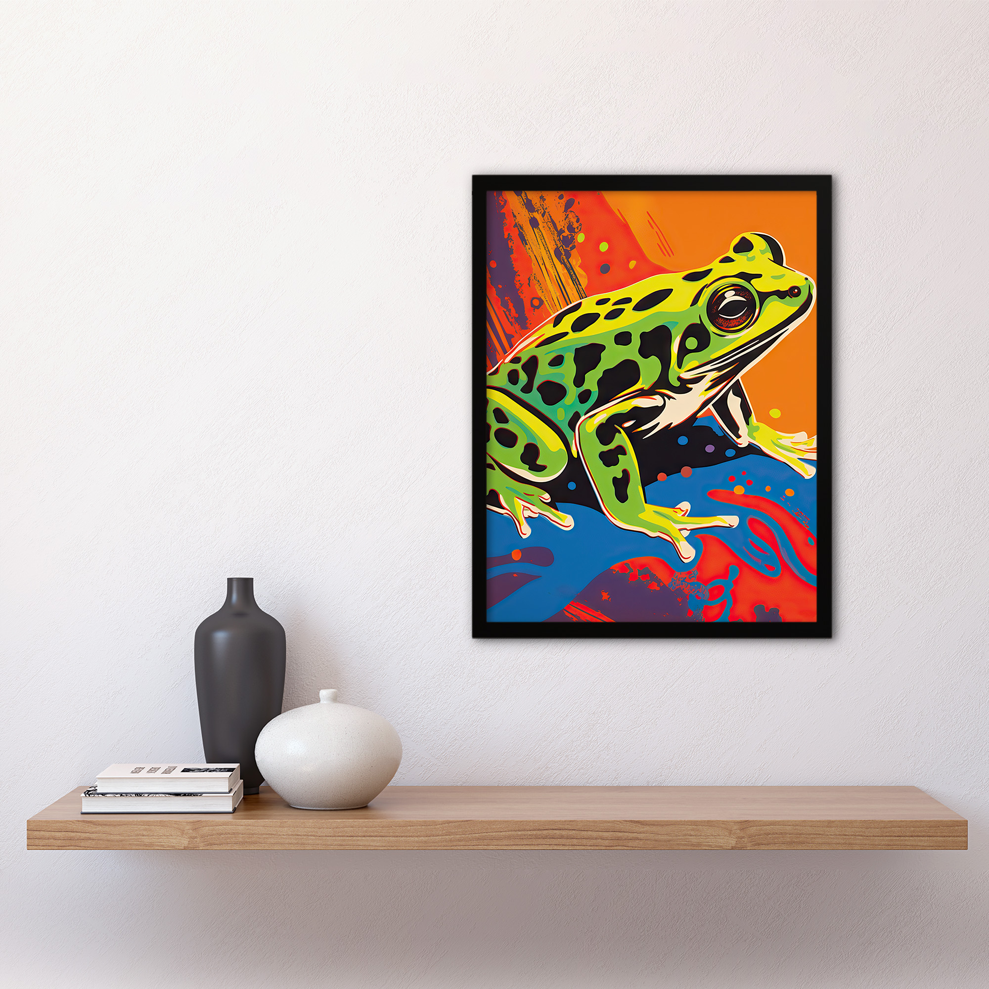 Frog Vibrant Bathroom Painting Animal Portrait Bold Wall Art Poster Print - Picture 20 of 26