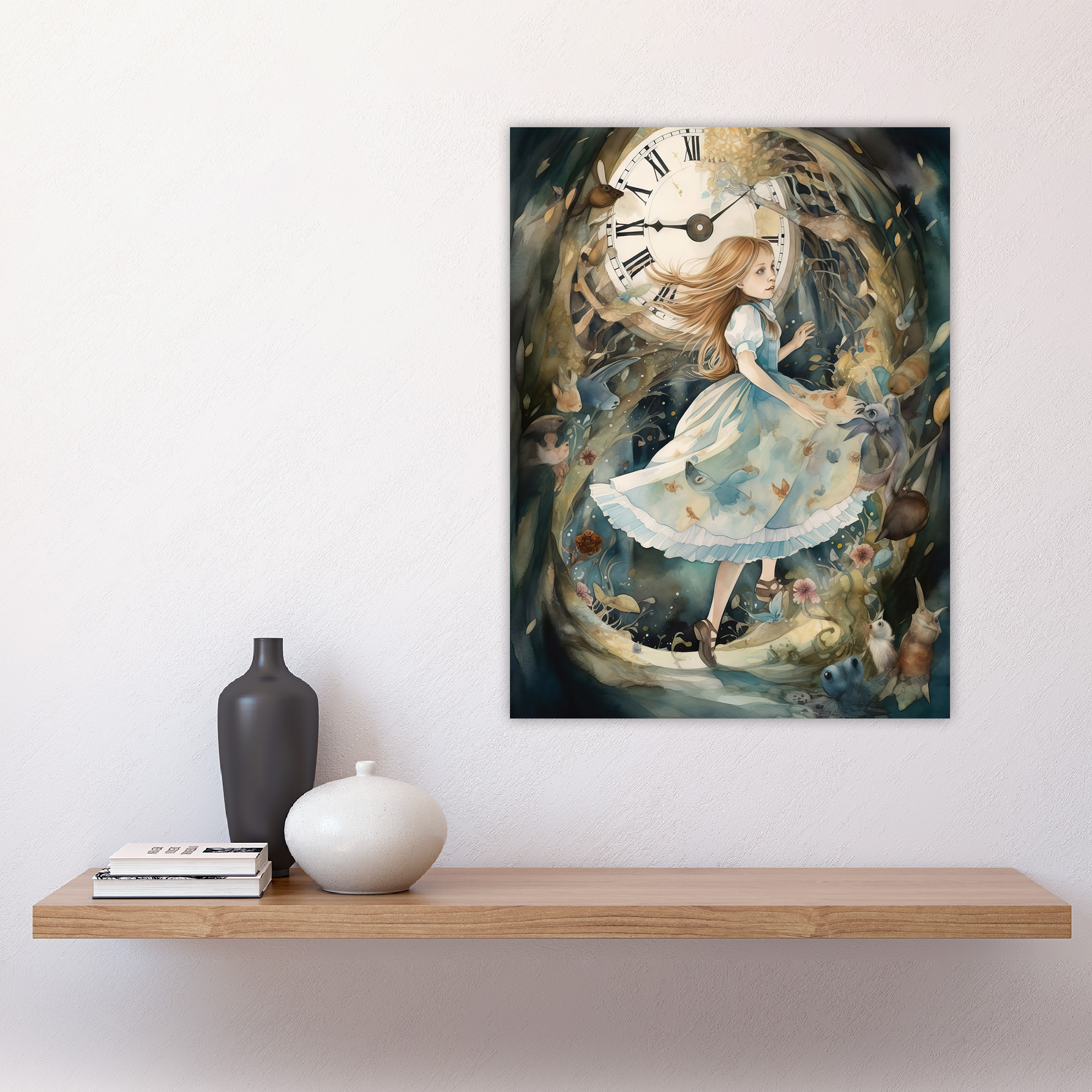 Alice In Wonderland Watercolour Down The Rabbit Hole Wall Art