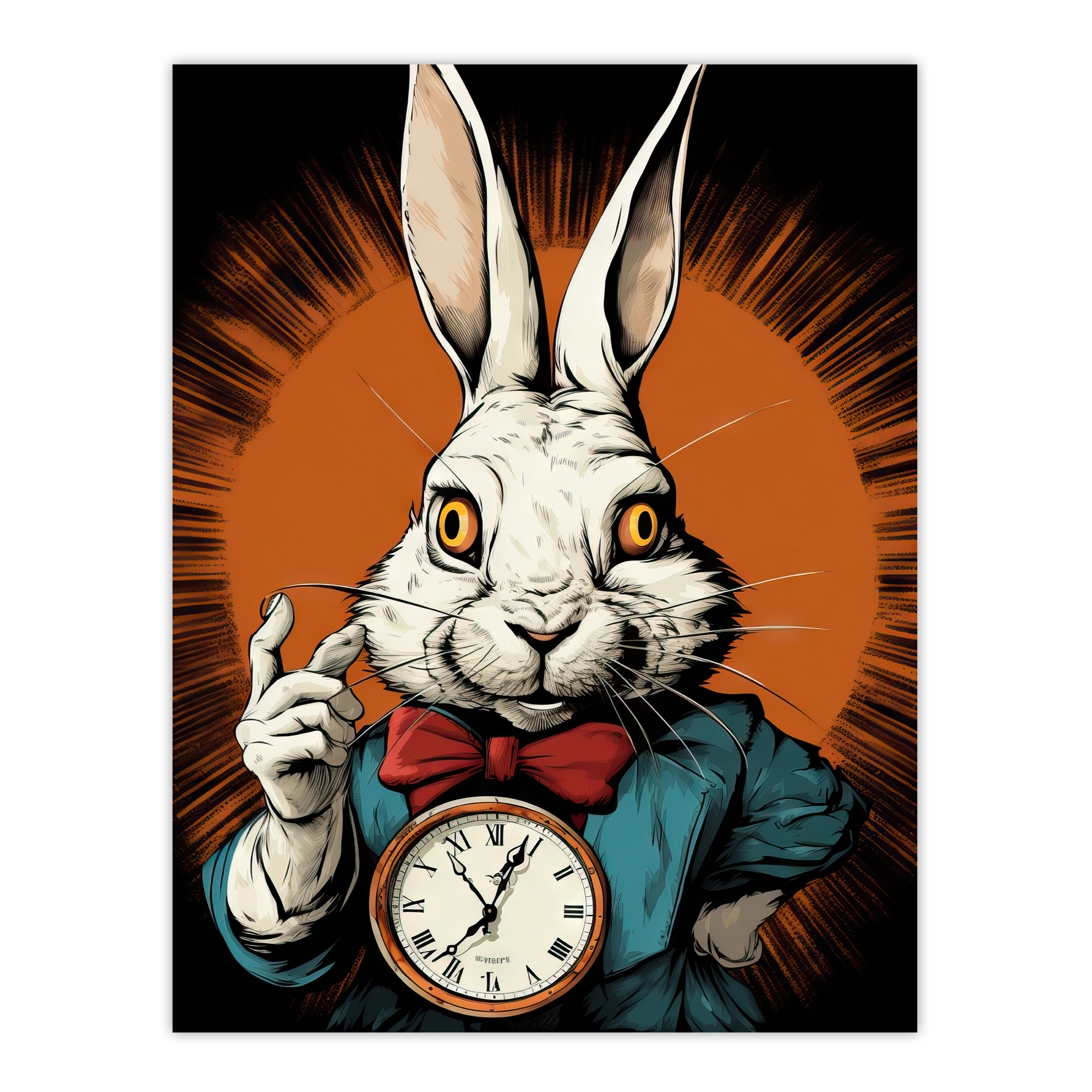 Alice In Wonderland Time White Rabbit I'm Late Whimsical Wall Art Poster Print