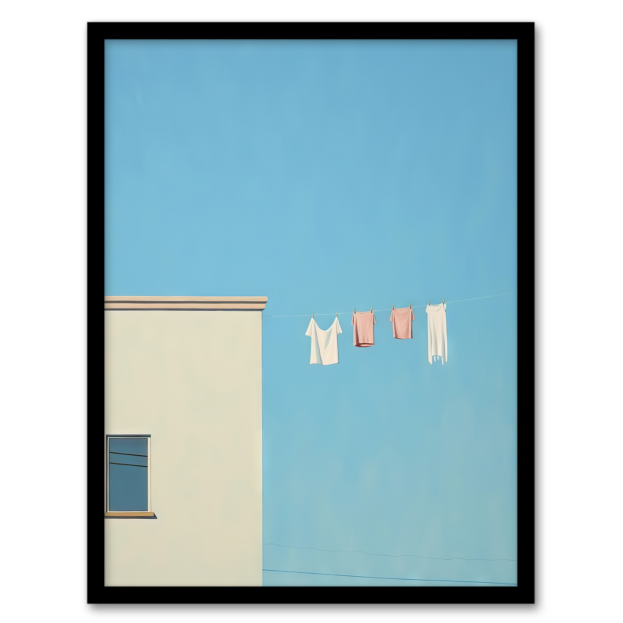 Laundry Line On Blue By Amy Denver Pastel Utility Room Wall Art Poster Print