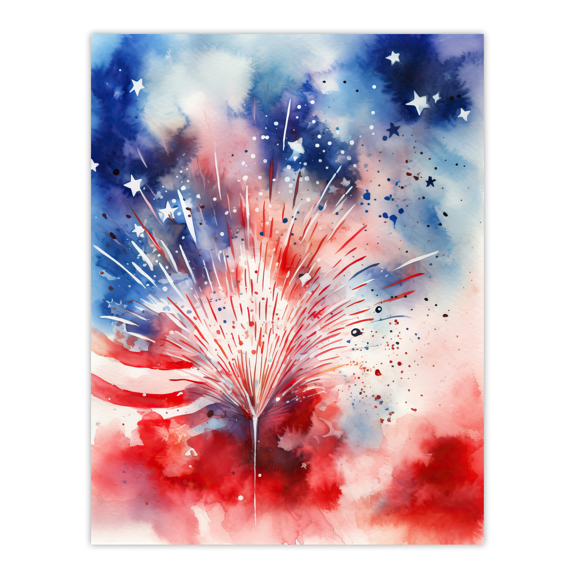 Stars And Stripes Salute Abstract Watercolour 4th July USA Wall Art Poster Print