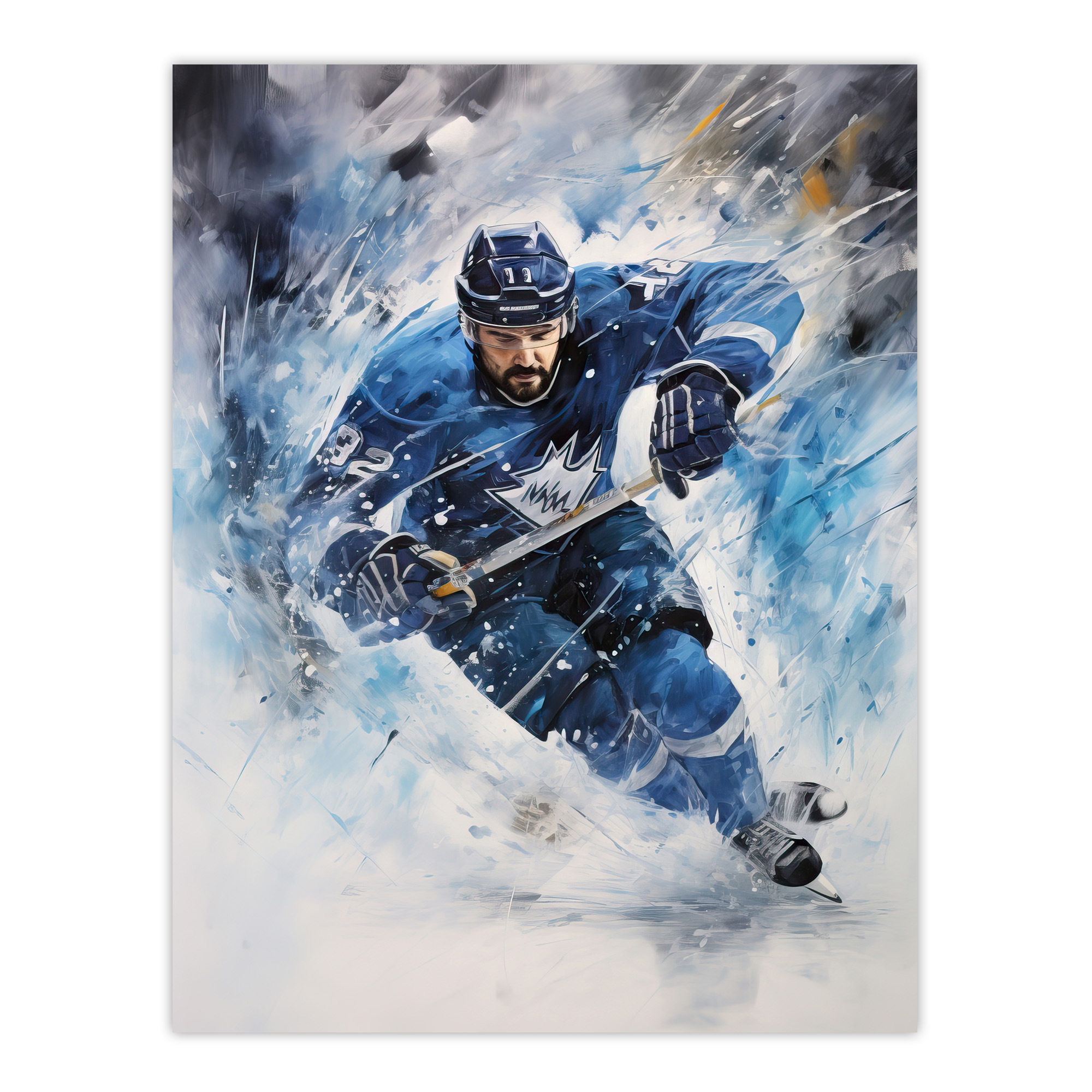 Ice Hockey Skater Roughing Action Artwork Man Cave Wall Art Poster Print Picture