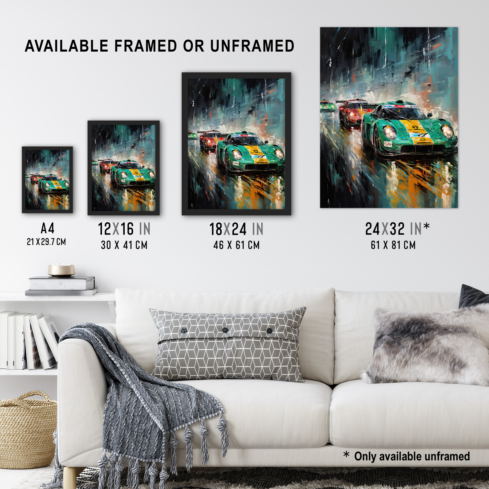 Artery8 Vintage Race Car Motor Sport Racing Painting Wall Art Print in