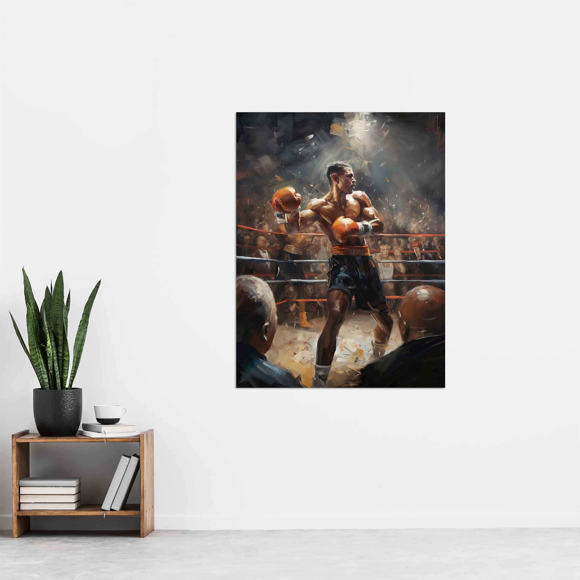 BOXER 油絵アート Ringside Boxing Painting Artwork Middleweight Boxer Action