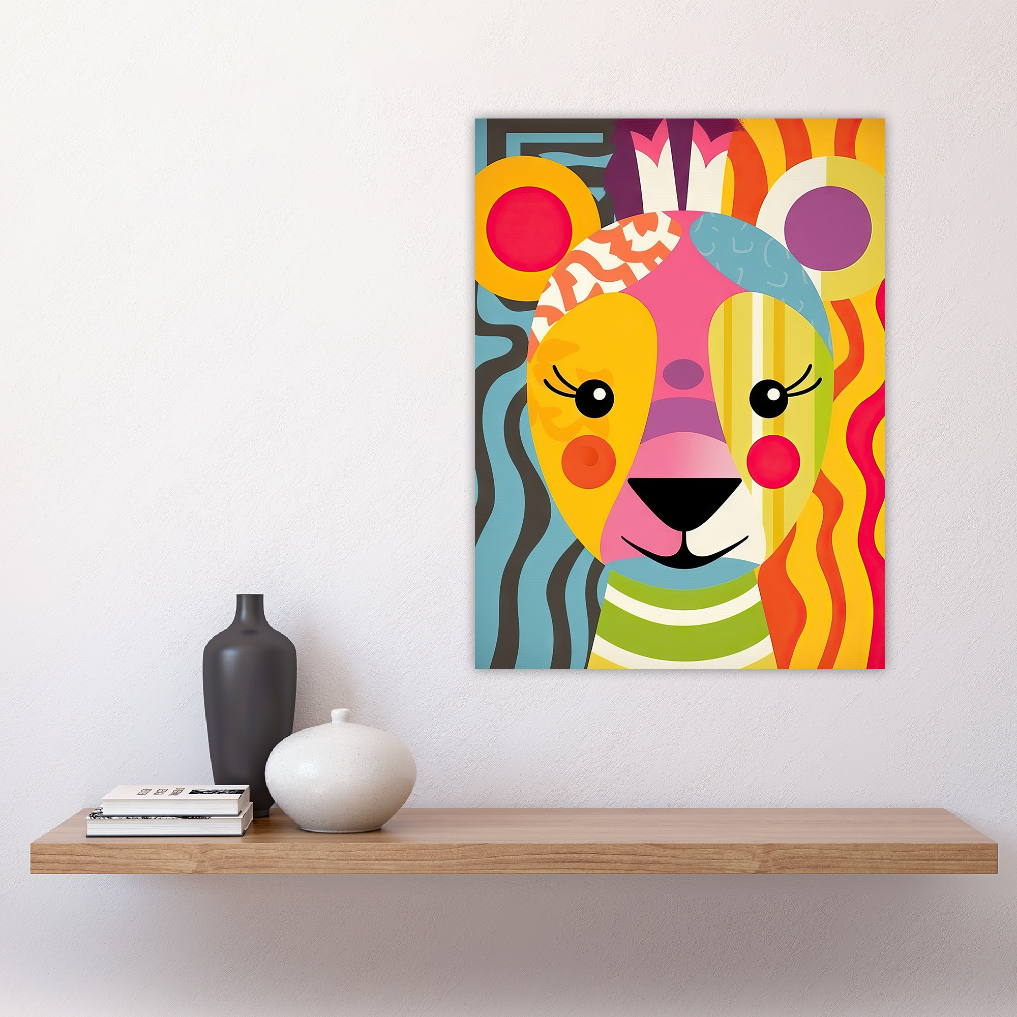 Cute Zoo Animal Colourful Graphic Artwork Geometric Wall Art