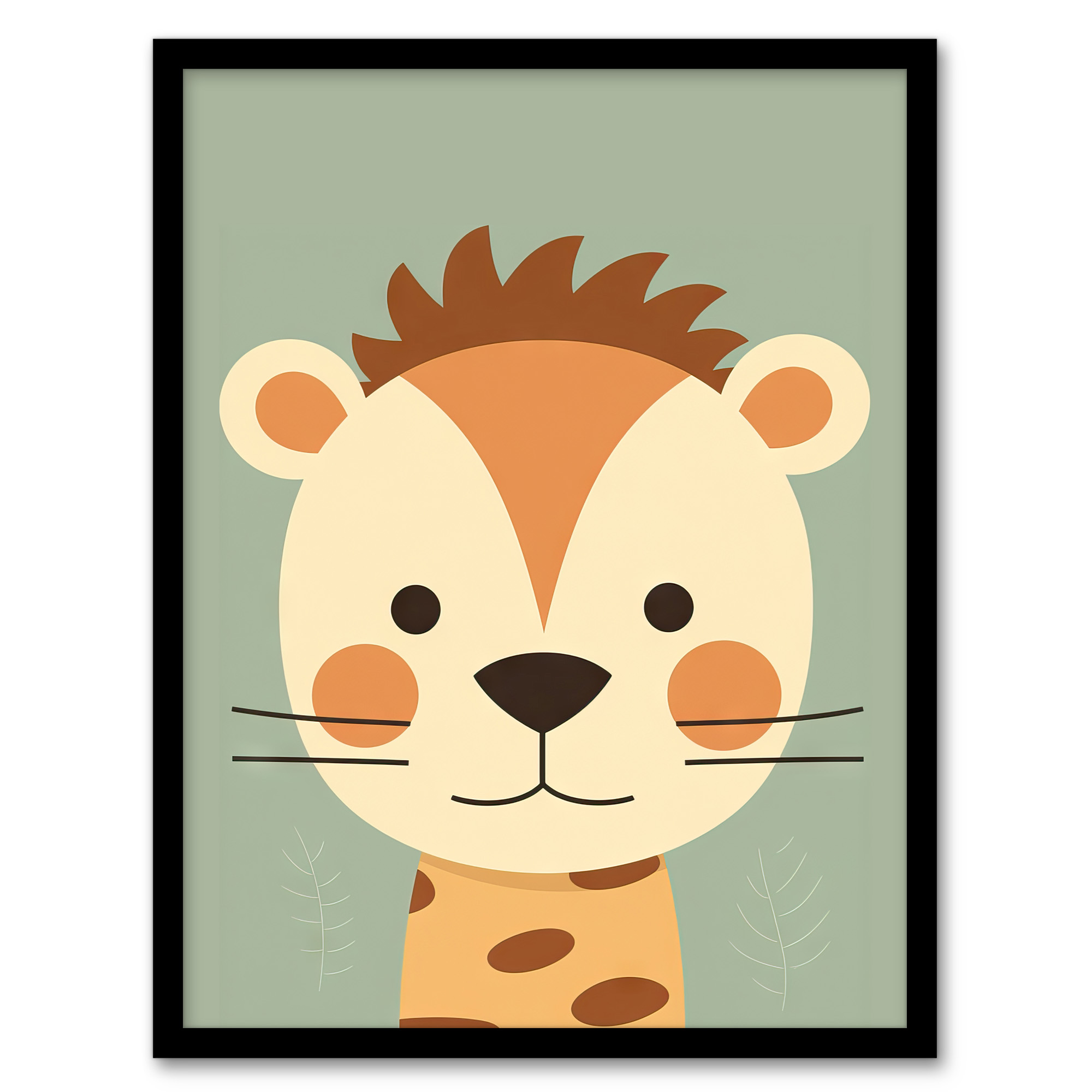 Cute Zoo Animal Graphic Artwork Soft Pastel Geometric Wall Art