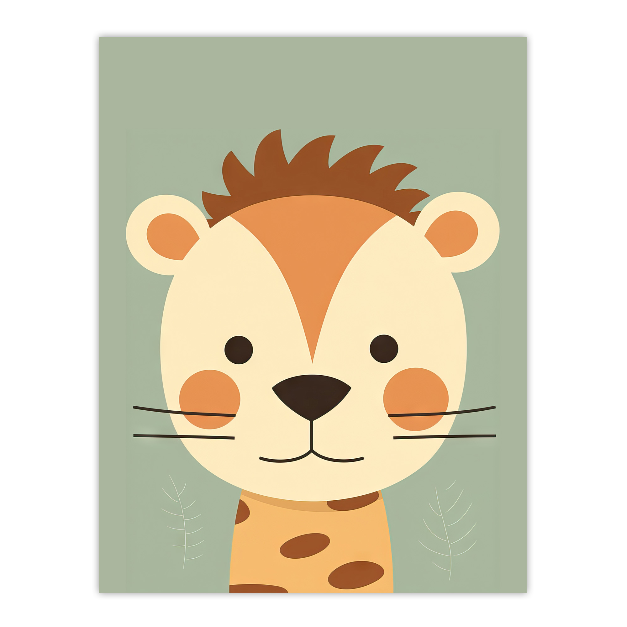 Cute Zoo Animal Graphic Artwork Soft Pastel Geometric Wall Art Poster Print