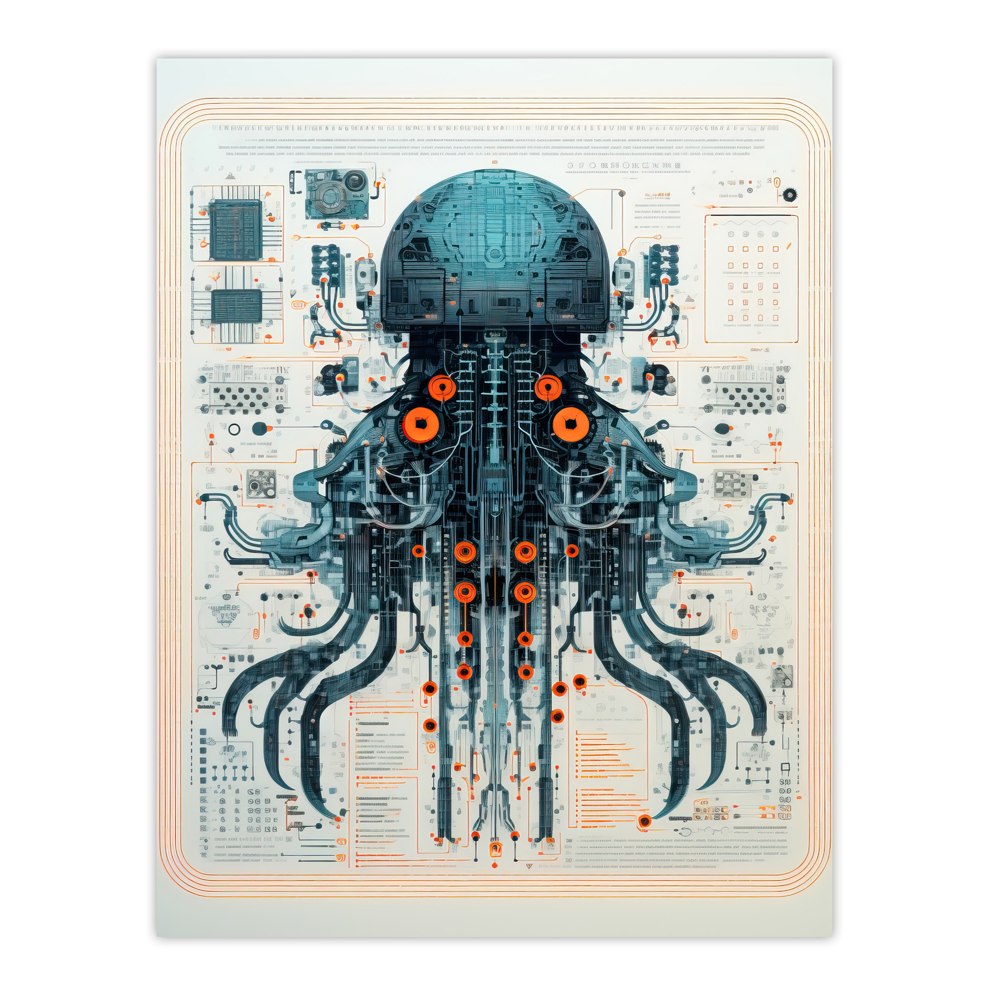Weapons Grade Jellyfish Robot Hybrid Secret Schematic Wall Art Poster Print