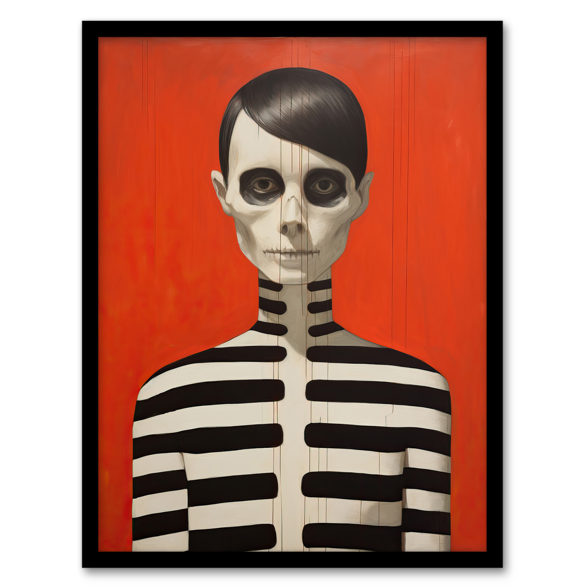 Emo Phase By Ryan Ramirez Black On Orange Skeleton Halloween Art Poster Print