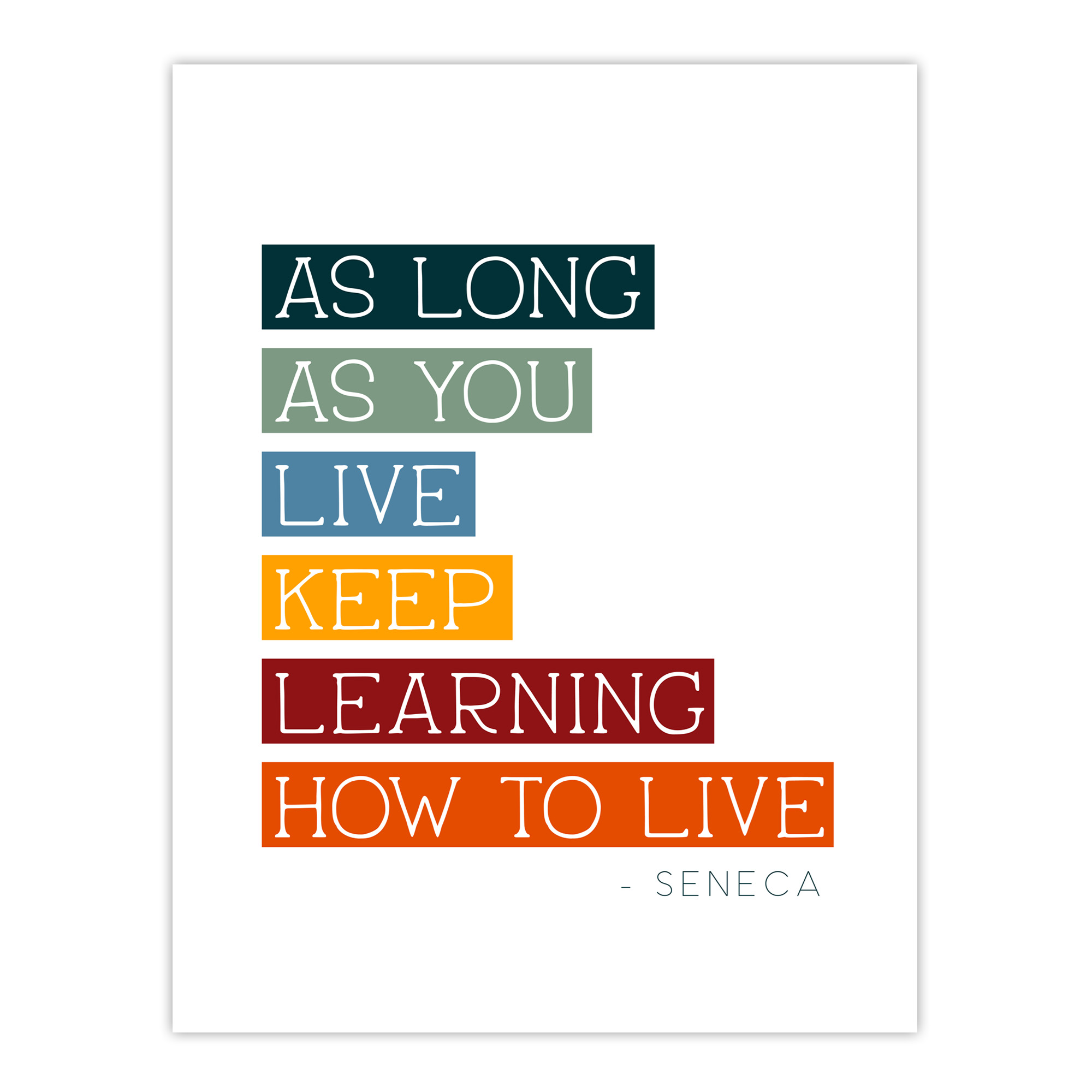 Seneca Quote Keep Learning How to Live Philosophy Wall Art Poster Print Picture