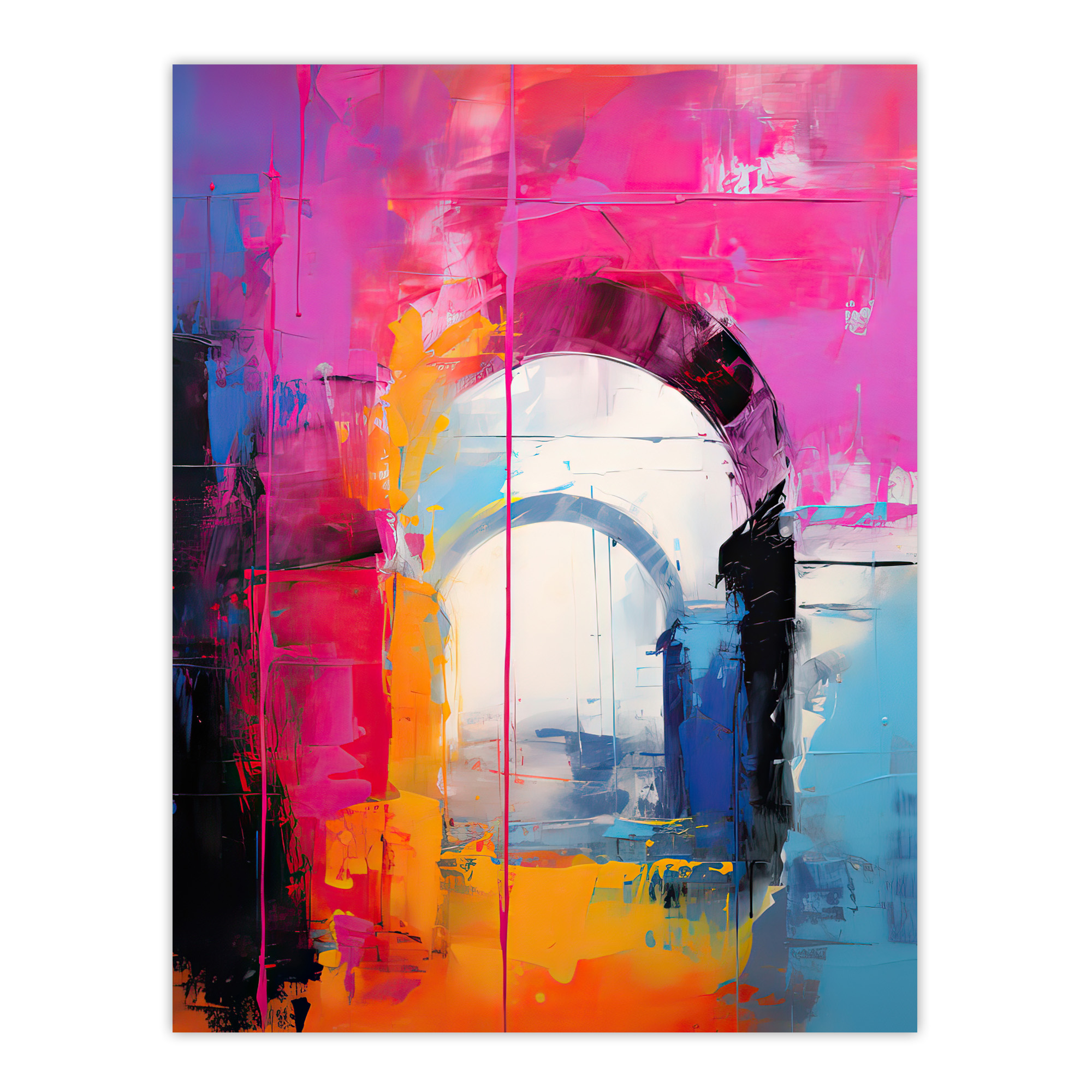 Abstract Arches Vibrant Purple Orange Blue Architecture Wall Art Poster Print