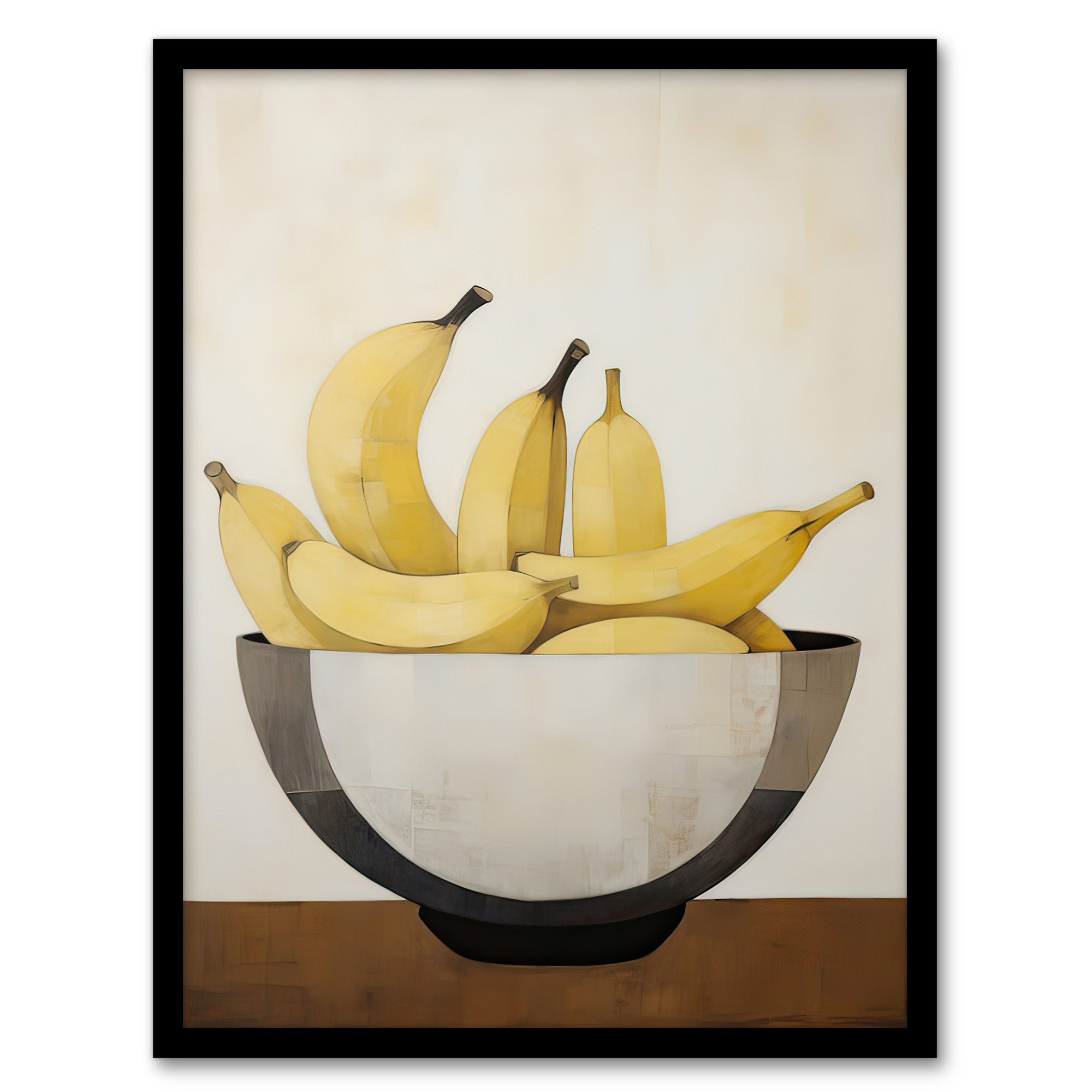 Banana Bowl Minimalist Painting Still Life Simple Kitchen Wall Art Poster Print