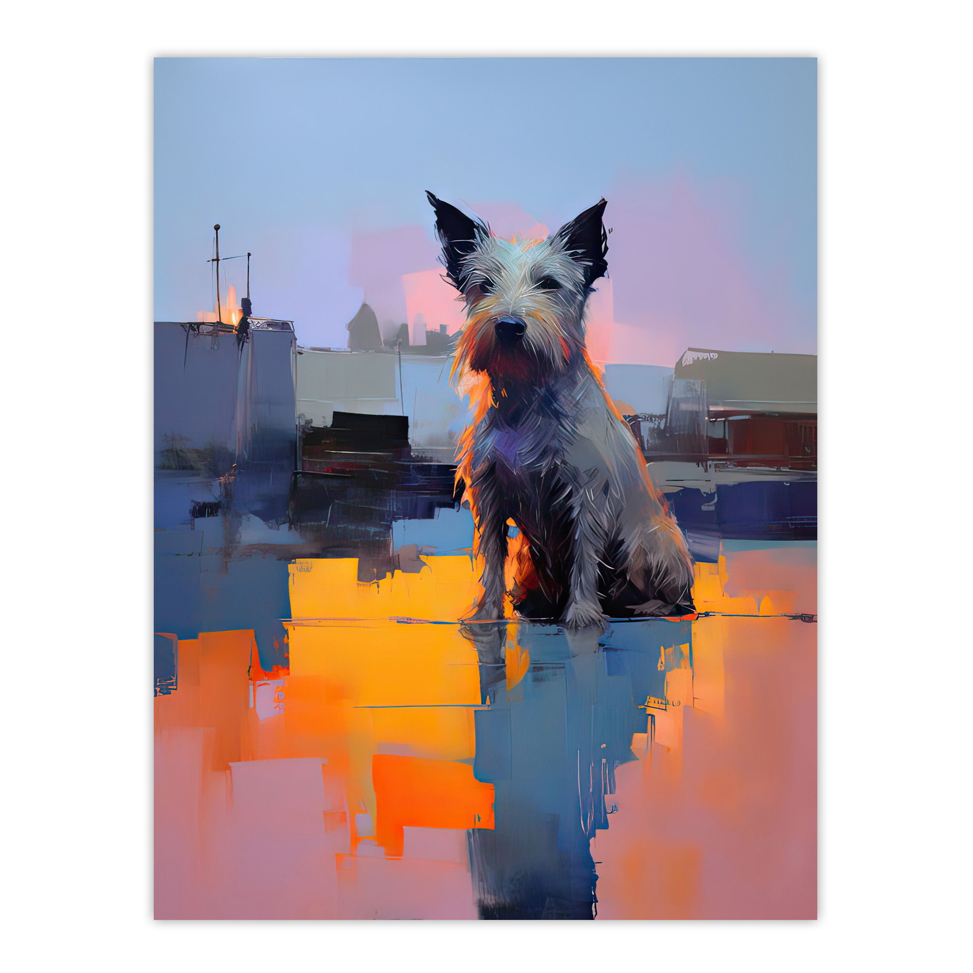 Waiting for His Master Terrier Dog Portrait Wall Art Poster Print Picture
