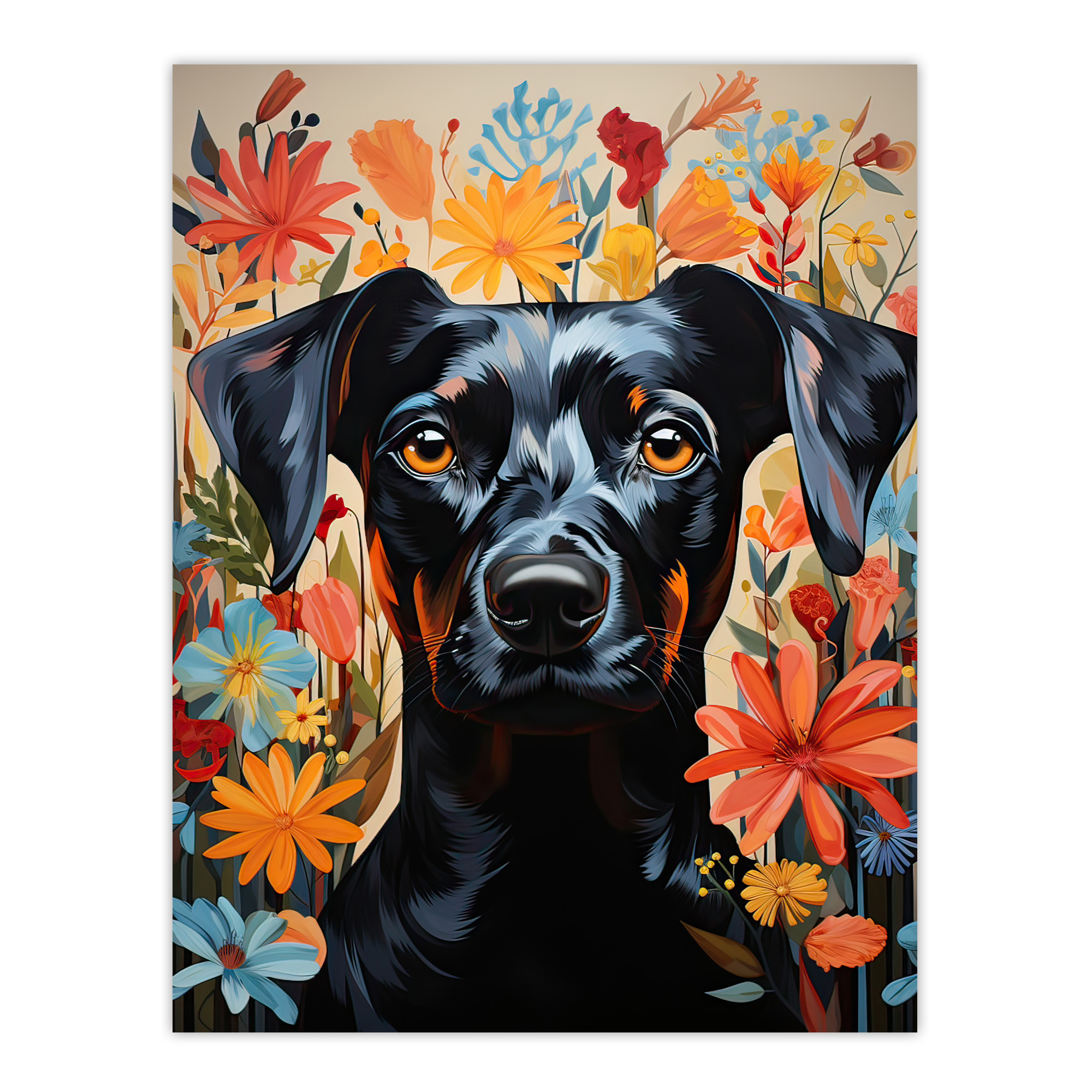 The Good Dog Floral German Pinscher Portrait Wall Art Poster Print Picture
