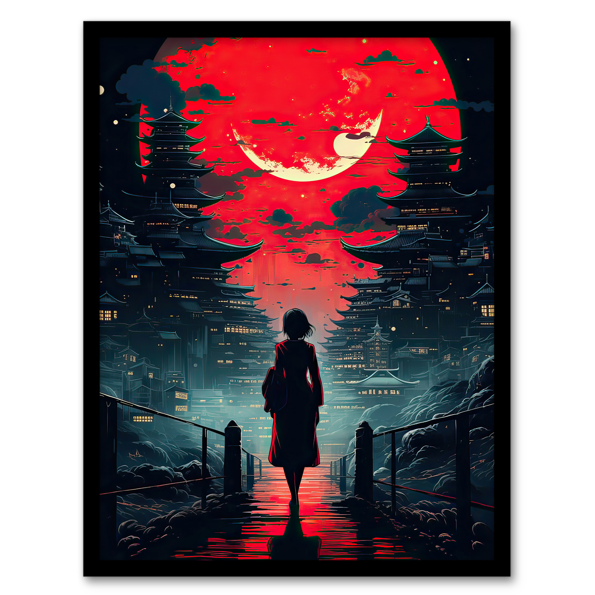 Tokyo Midnight Cyberpunk Conceptual Cityscape Wall Art Poster Print Picture