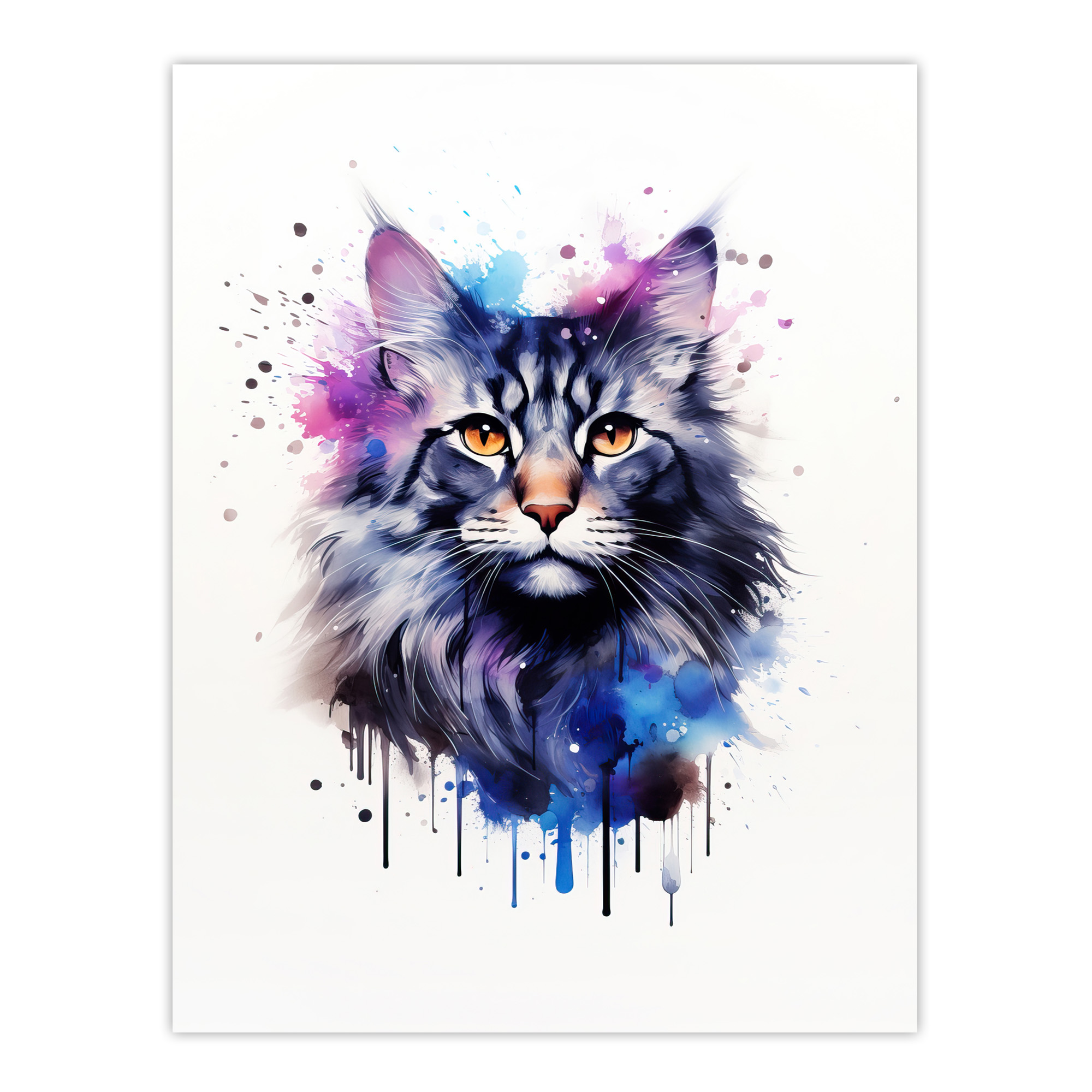 Artery8 Grußkarte Maine Coon Katze - Geburtstagskarte Mit Umschlag, 17,5x12,5cm | Tierportrait, Blanko Innen