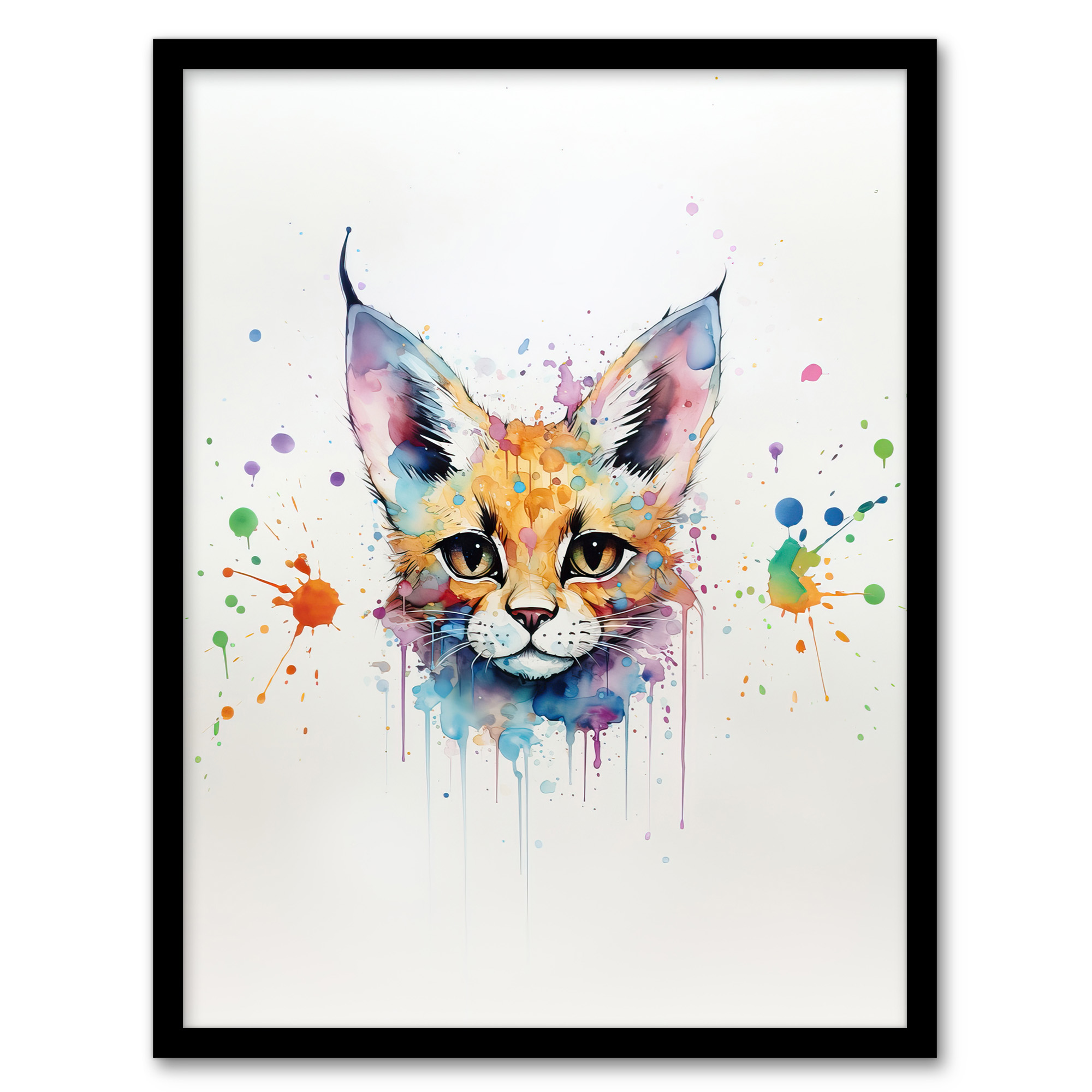 Serval Cat Lovers Gift Watercolour Pet Portrait Painting Wall Art Poster Print