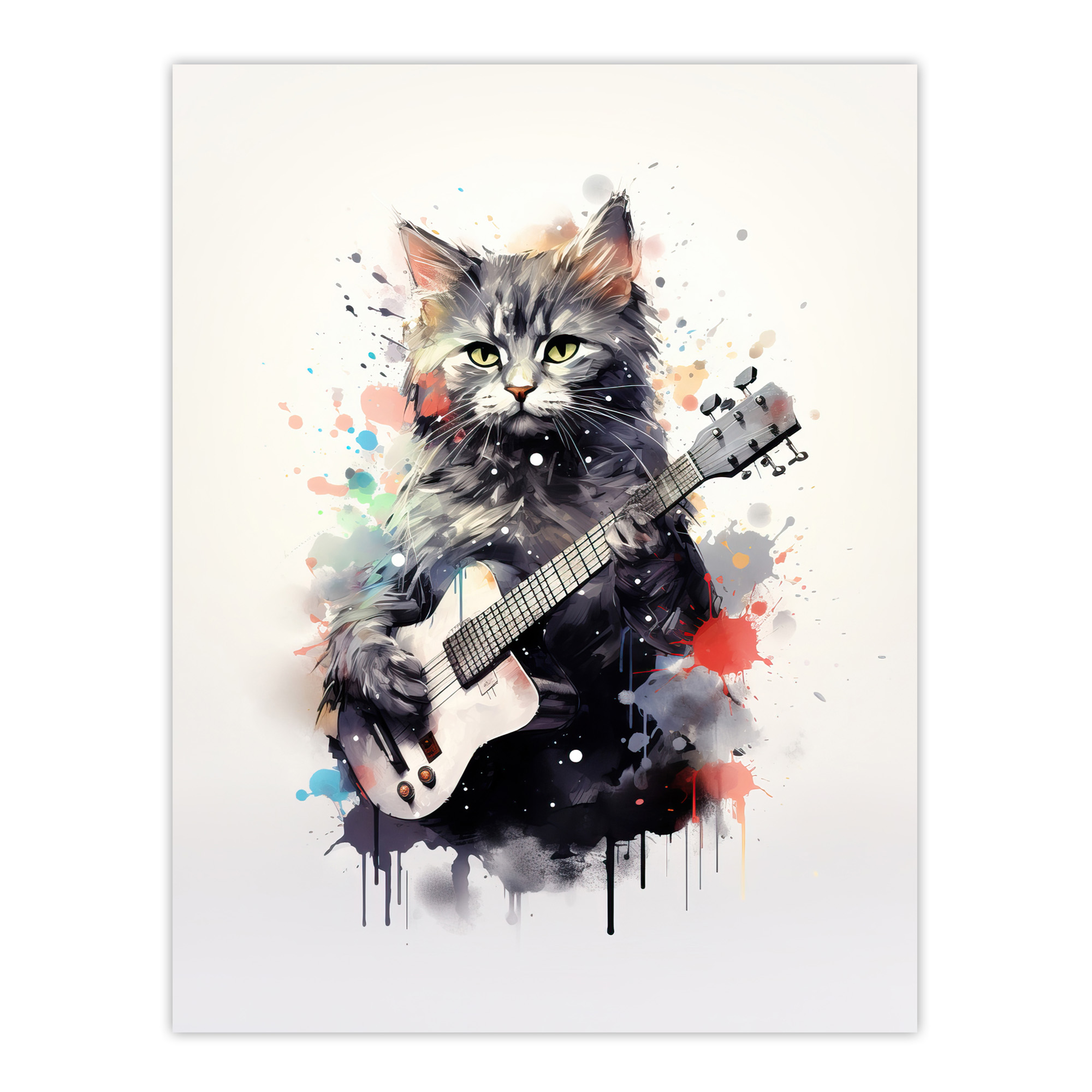 Smelly Cat Lovers Gift Watercolour Pet Portrait Painting Wall Art Poster Print
