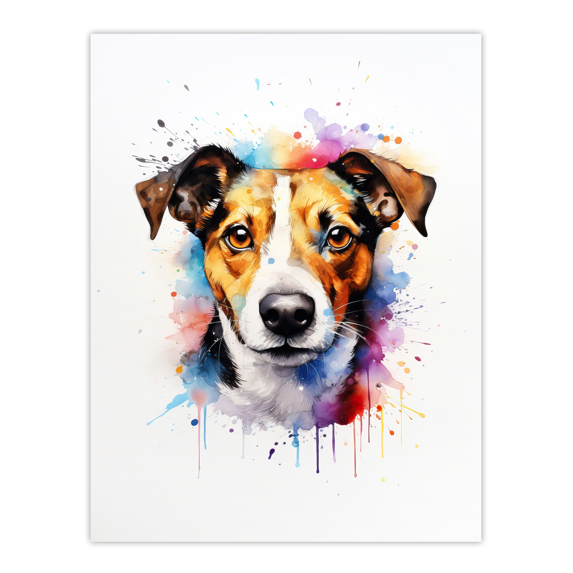 Jack Russell Lovers Gift Watercolour Pet Portrait Painting Wall Art Poster Print