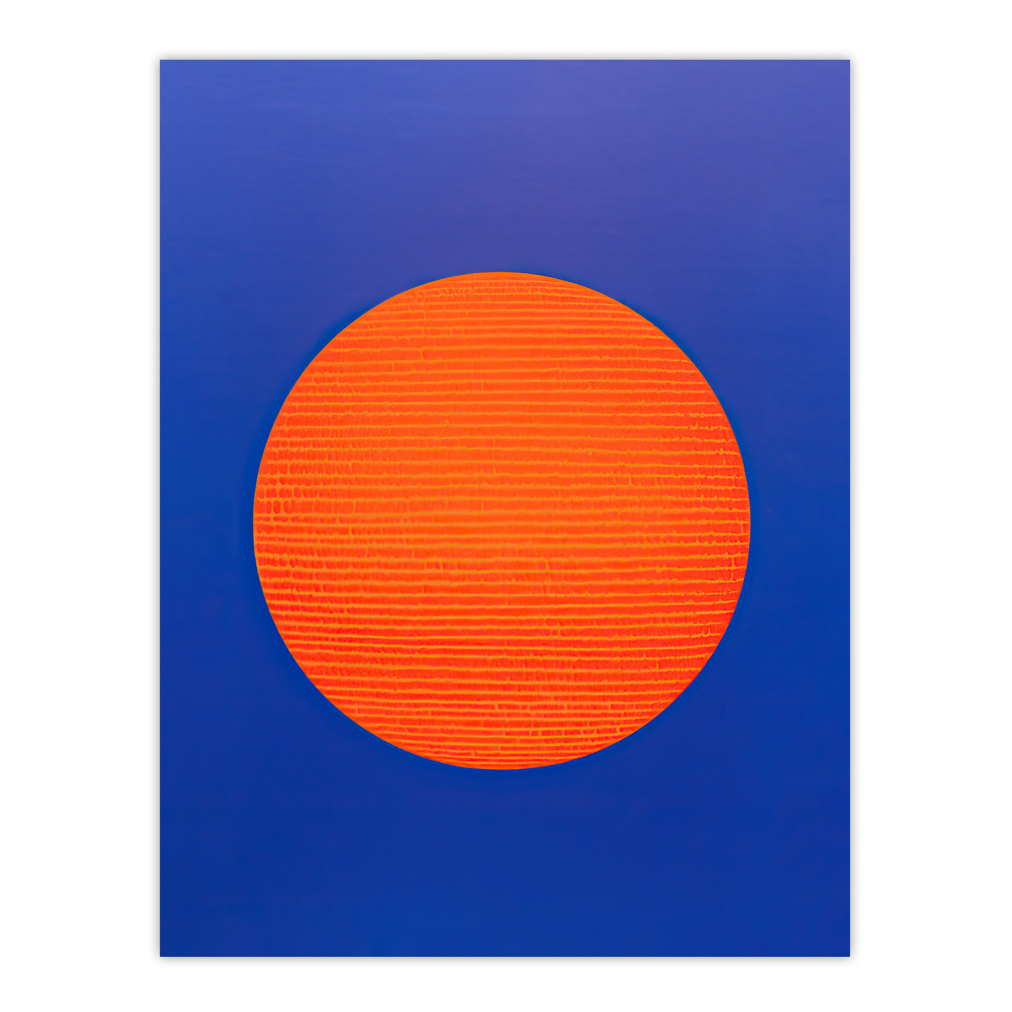 Tangerine Sunrise Minimalist Circle Blue Amber Sun Wall Art Poster Print Picture